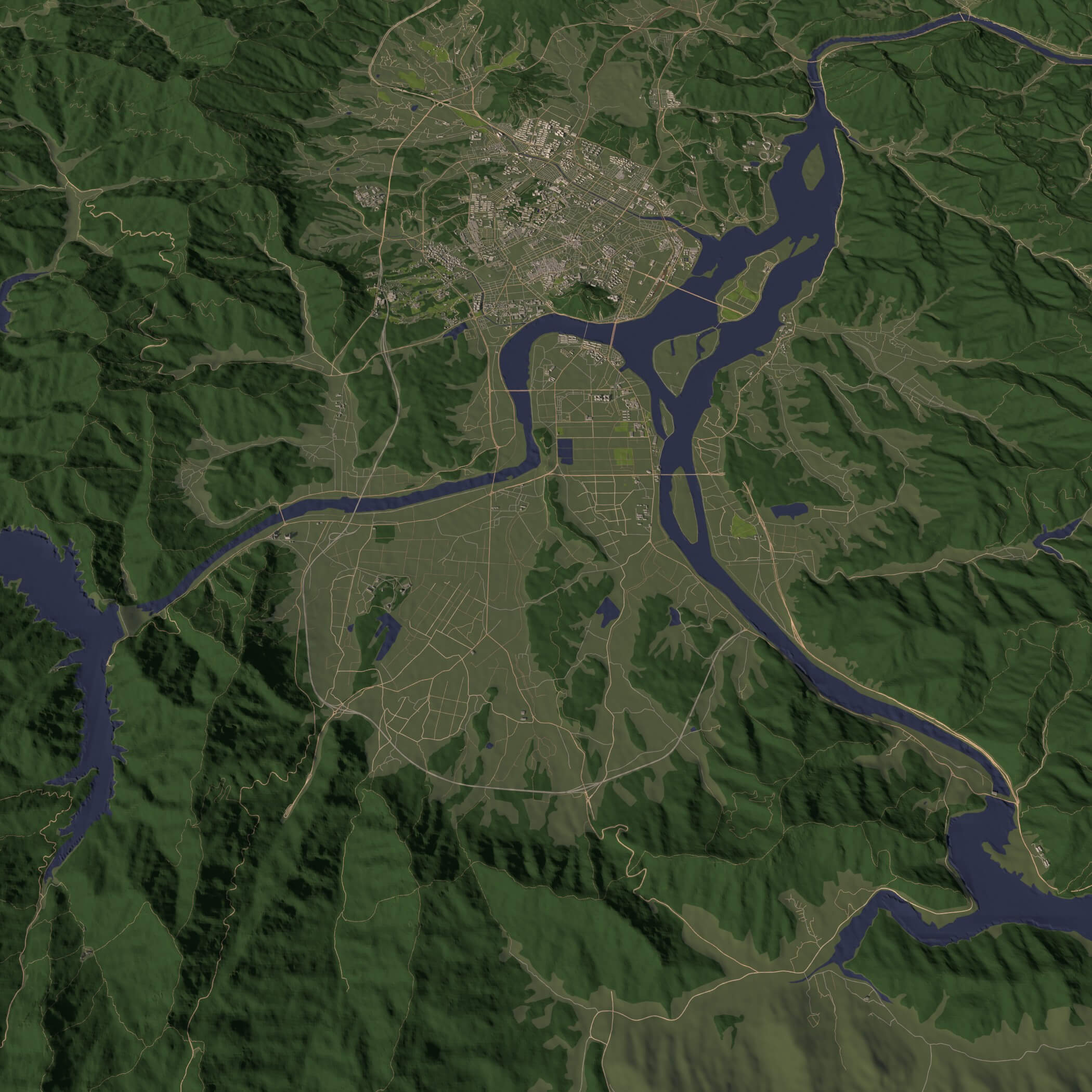 Chuncheon South Korea - City and Urban in 25 km x 25 km 3D Model