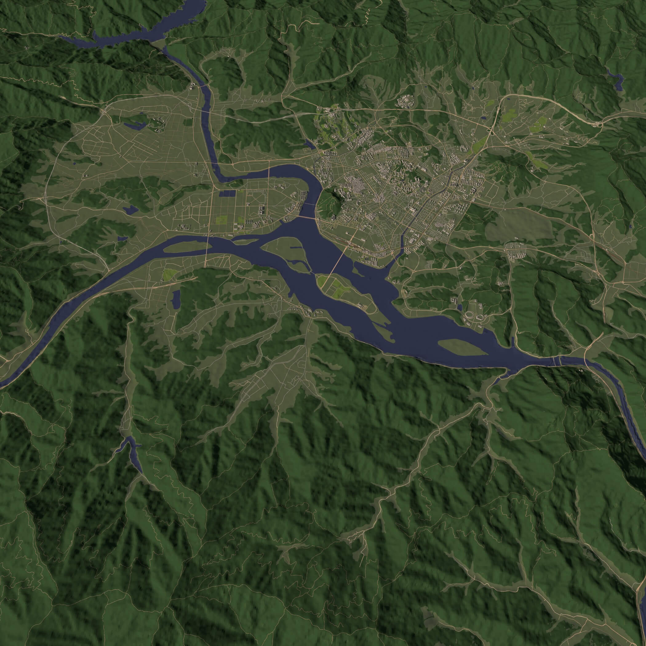 Chuncheon South Korea - City and Urban in 25 km x 25 km 3D Model