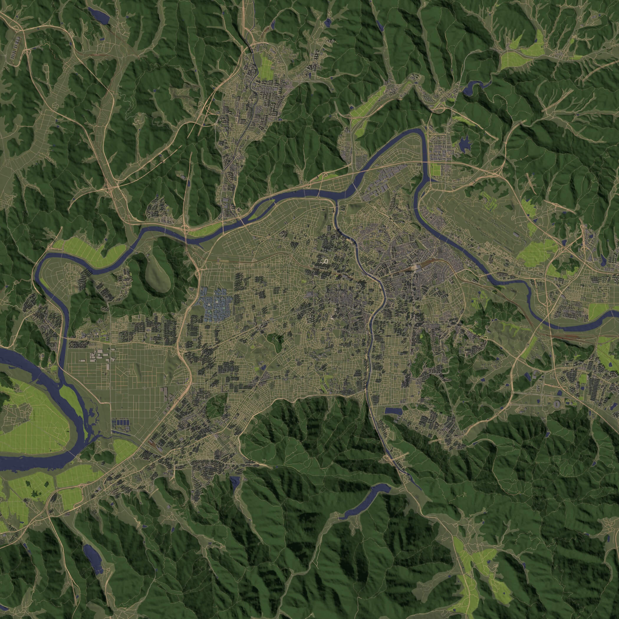 Daegu South Korea - city and urban in 25 km x 25 km 3D Model
