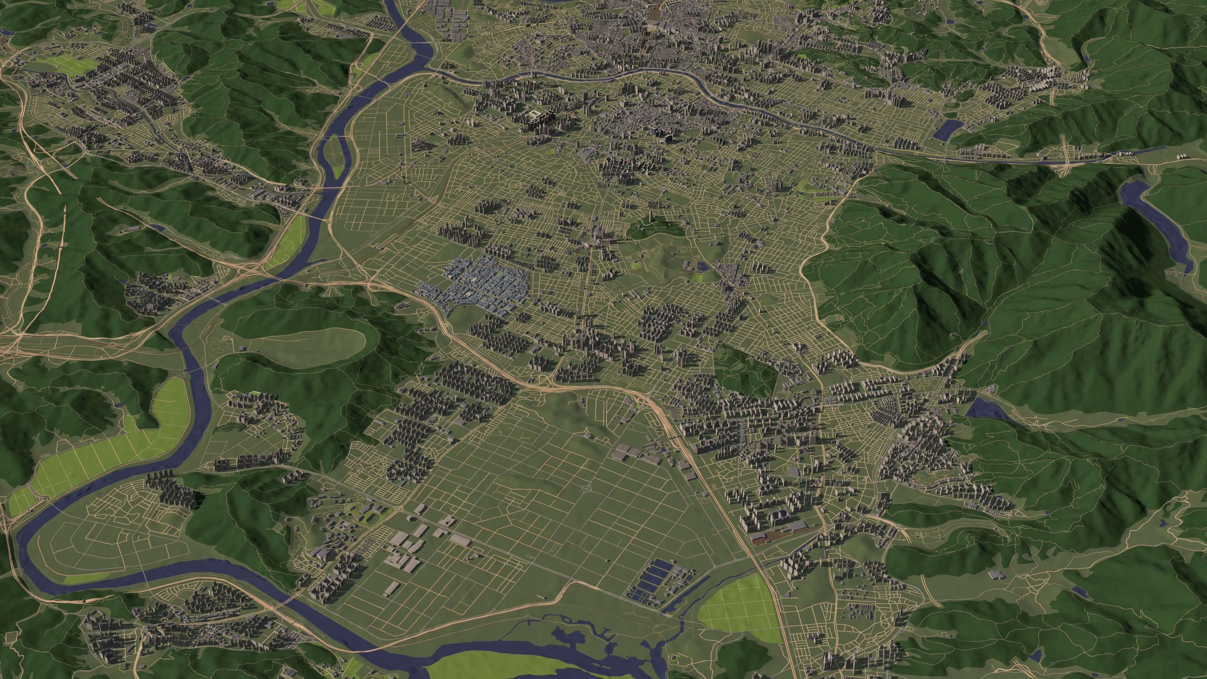 Daegu South Korea - city and urban in 25 km x 25 km 3D Model