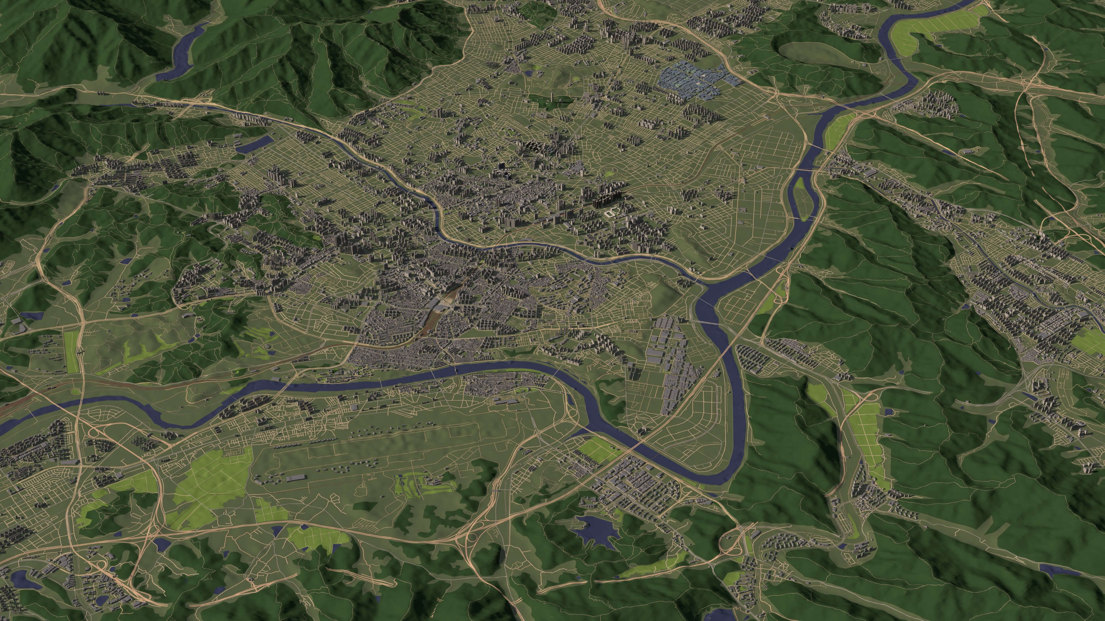 Daegu South Korea - city and urban in 25 km x 25 km 3D Model