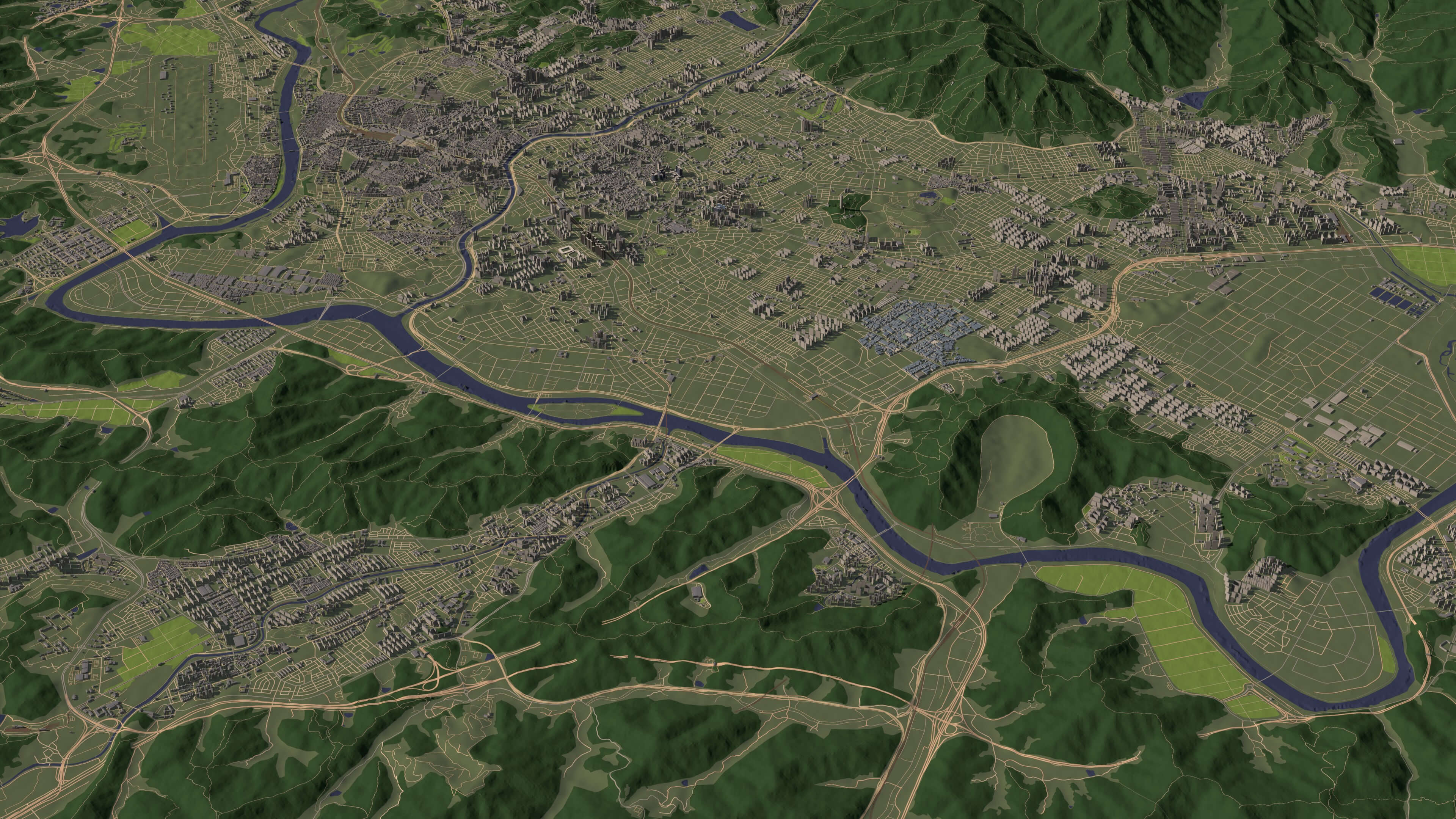 Daegu South Korea - city and urban in 25 km x 25 km 3D Model