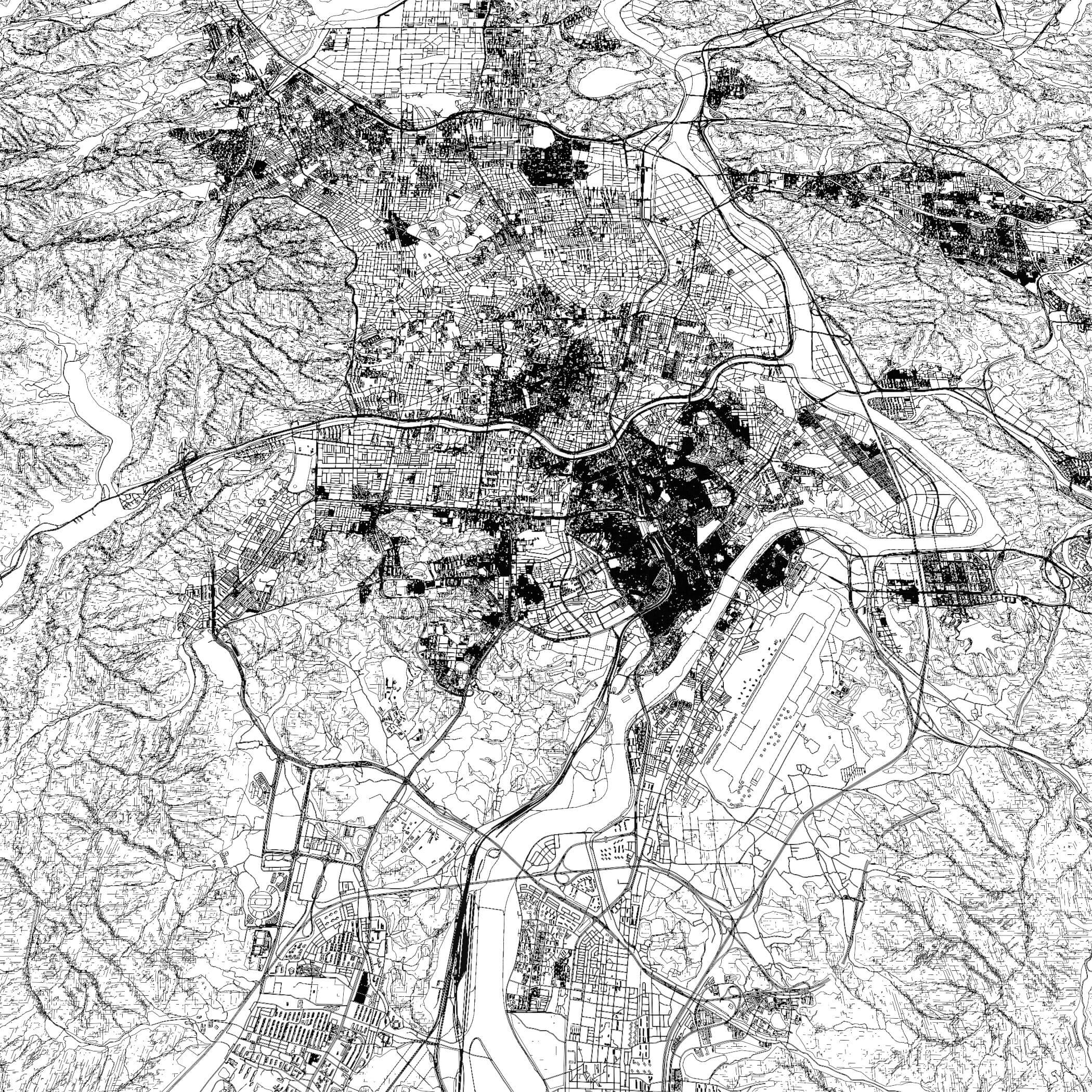 Daegu South Korea - city and urban in 25 km x 25 km 3D Model