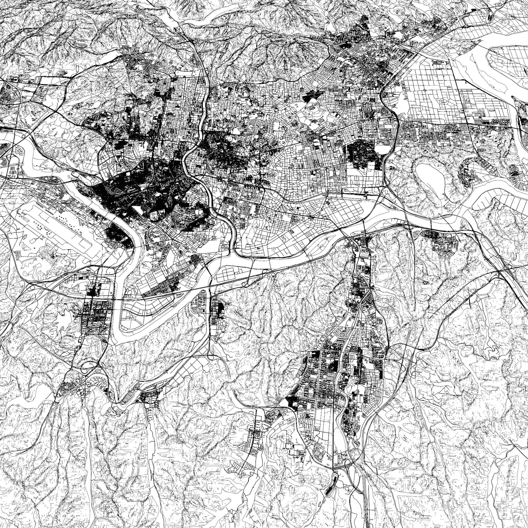 Daegu South Korea - city and urban in 25 km x 25 km 3D Model