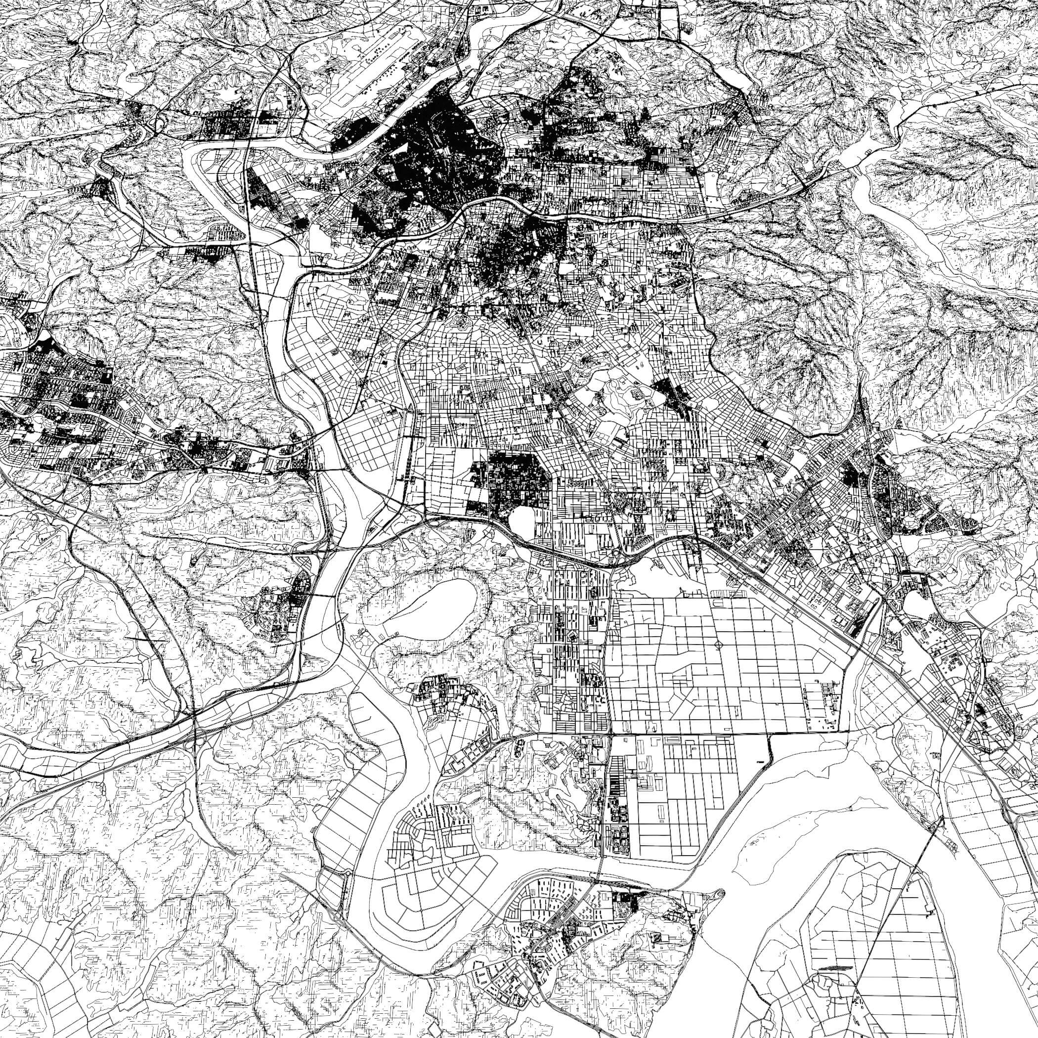 Daegu South Korea - city and urban in 25 km x 25 km 3D Model