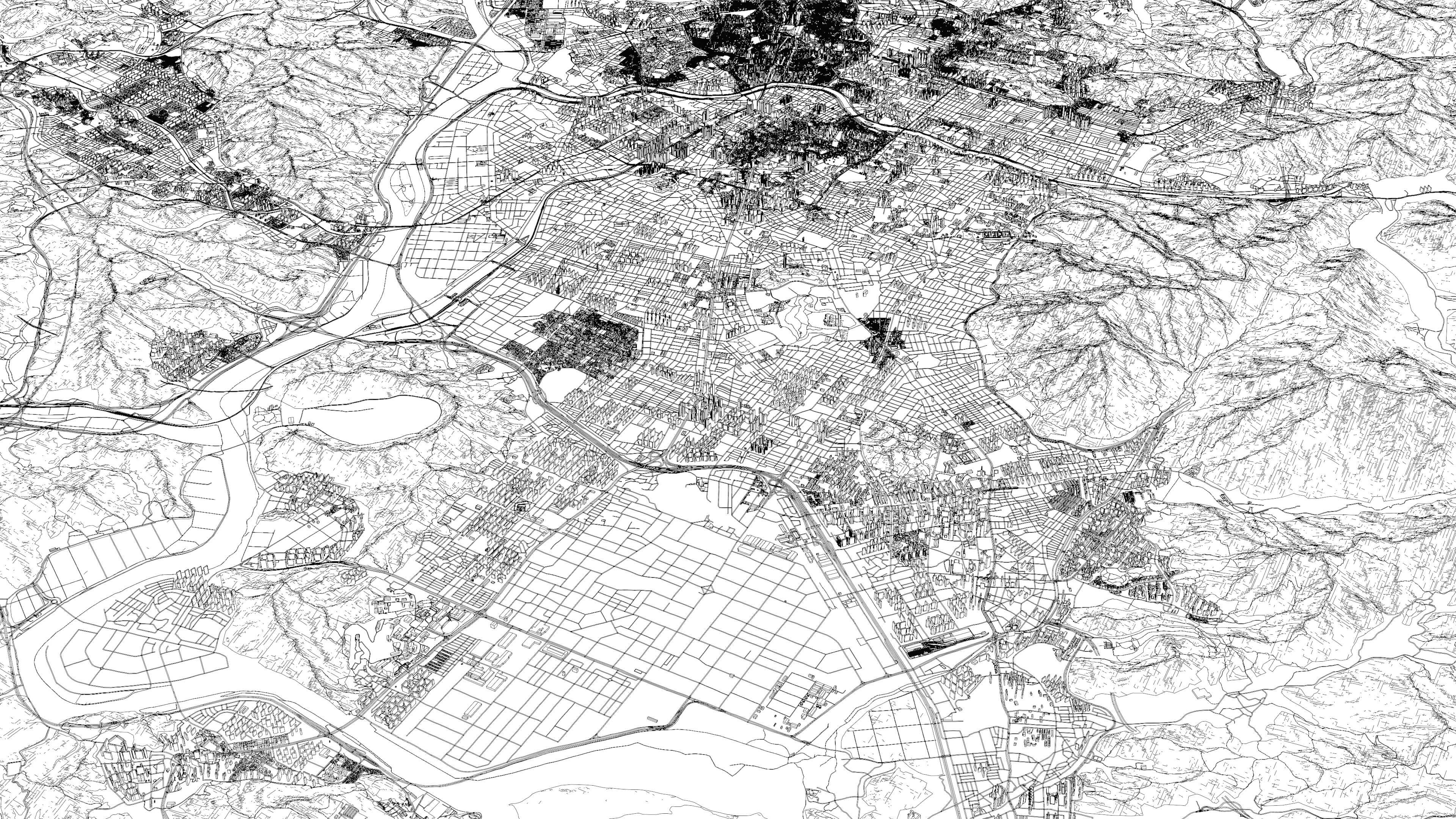 Daegu South Korea - city and urban in 25 km x 25 km 3D Model