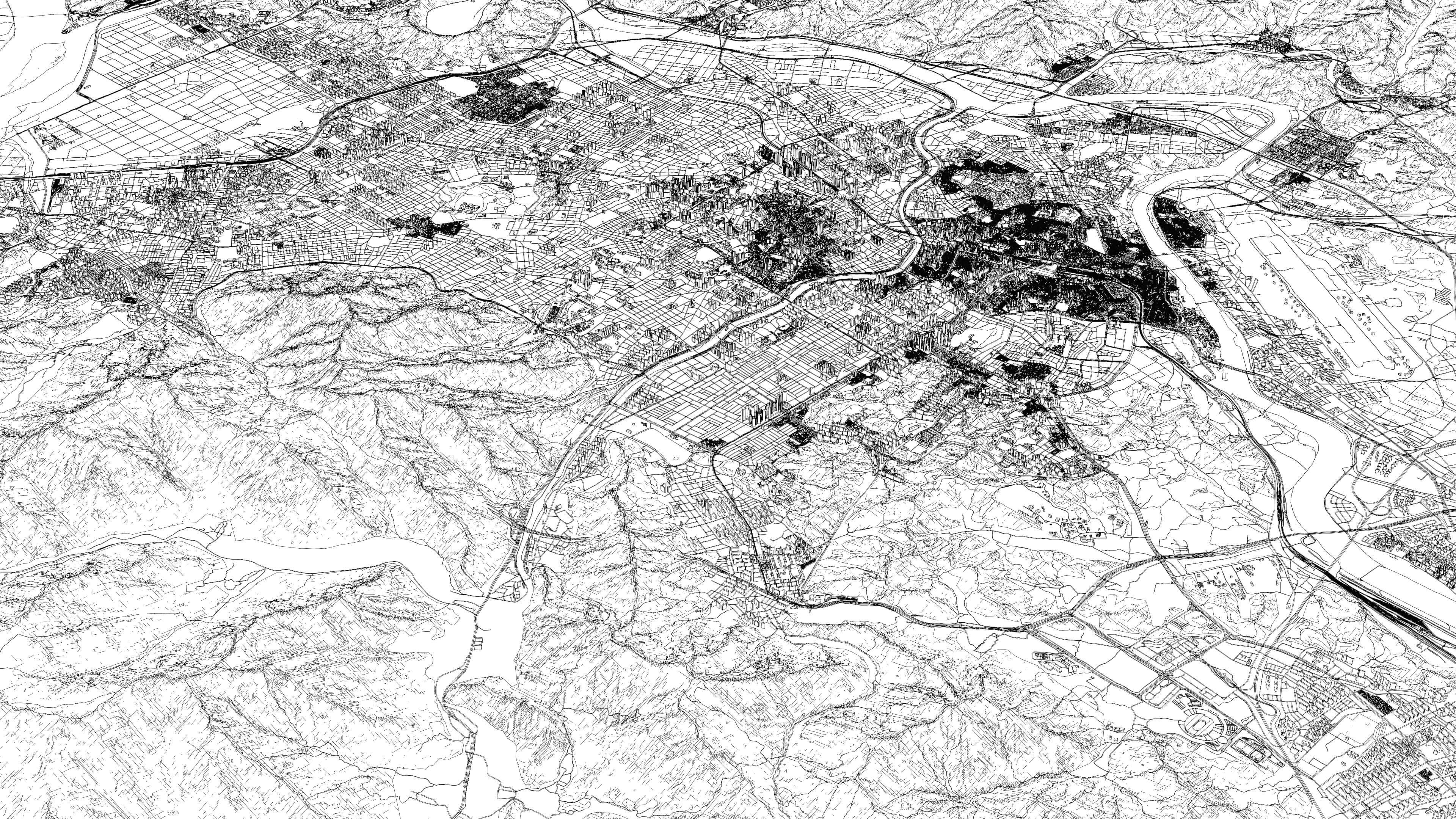 Daegu South Korea - city and urban in 25 km x 25 km 3D Model