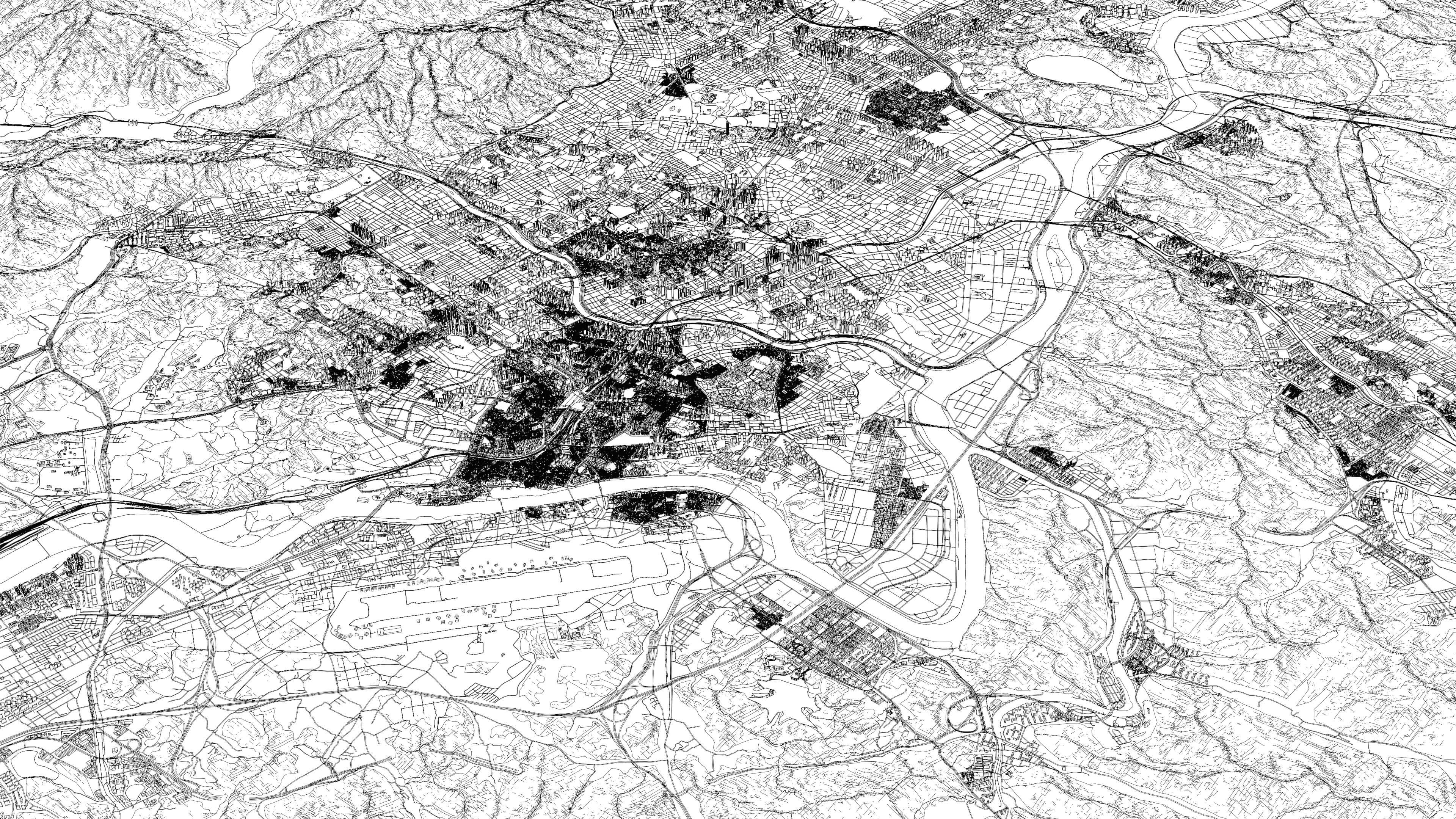 Daegu South Korea - city and urban in 25 km x 25 km 3D Model