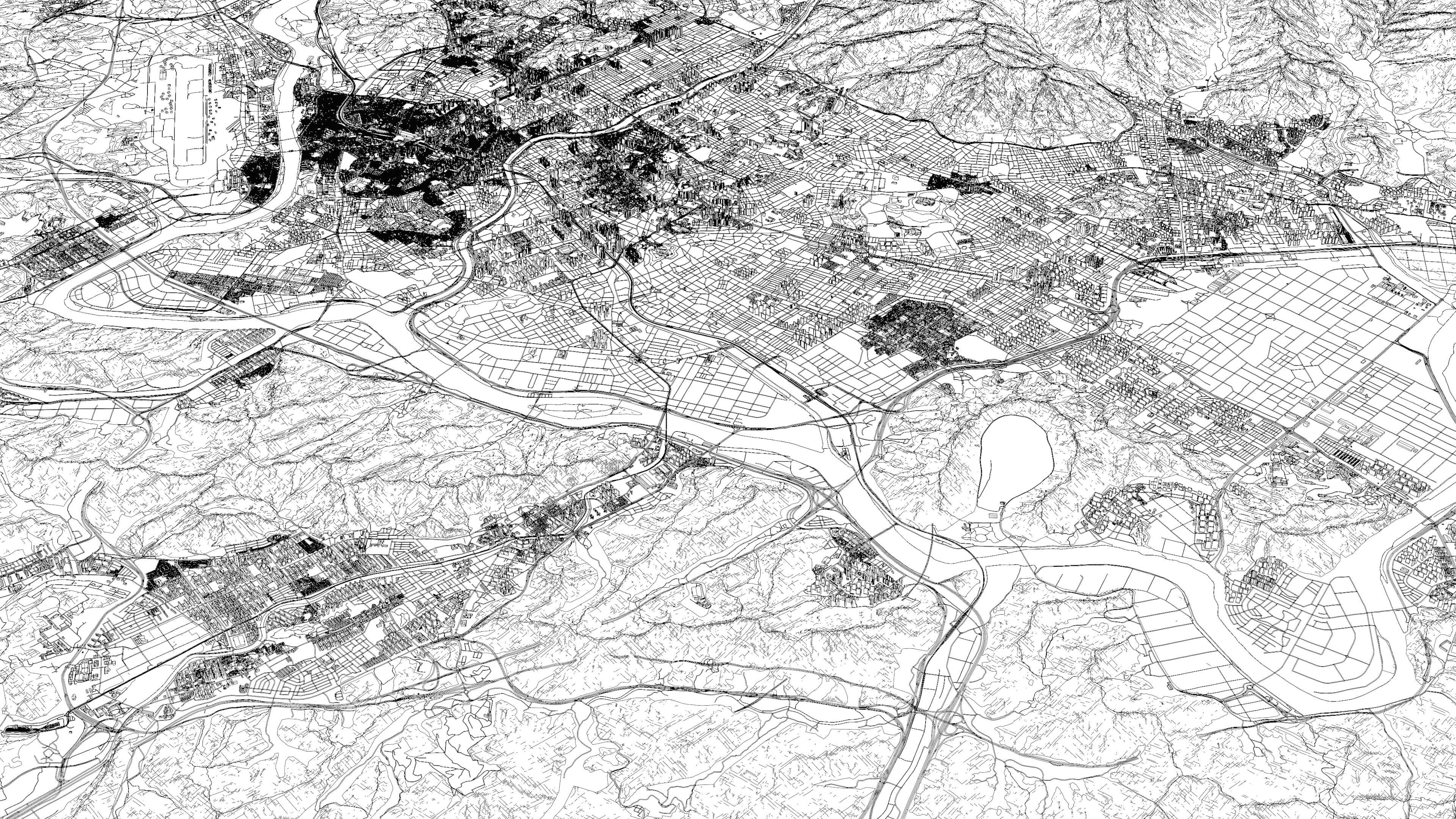 Daegu South Korea - city and urban in 25 km x 25 km 3D Model
