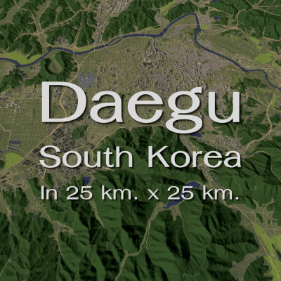 Daegu South Korea - city and urban in 25 km x 25 km