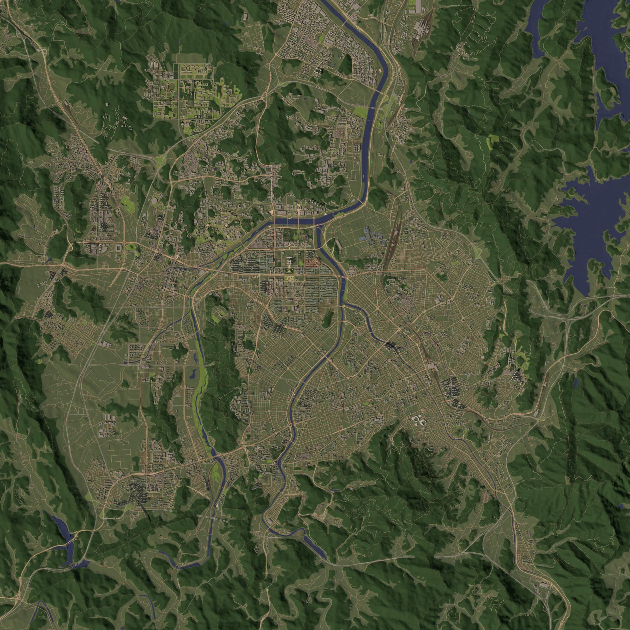 Daejeon South Korea - City and Urban in 20 Km x 20 Km 3D Model
