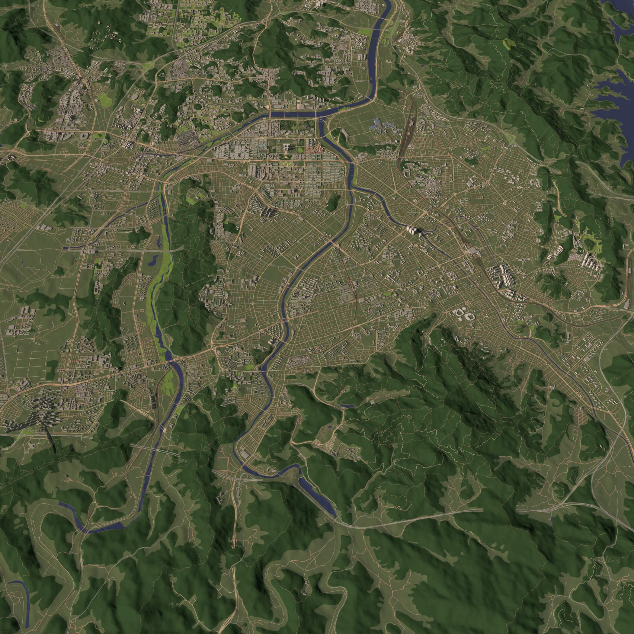 Daejeon South Korea - City and Urban in 20 Km x 20 Km 3D Model