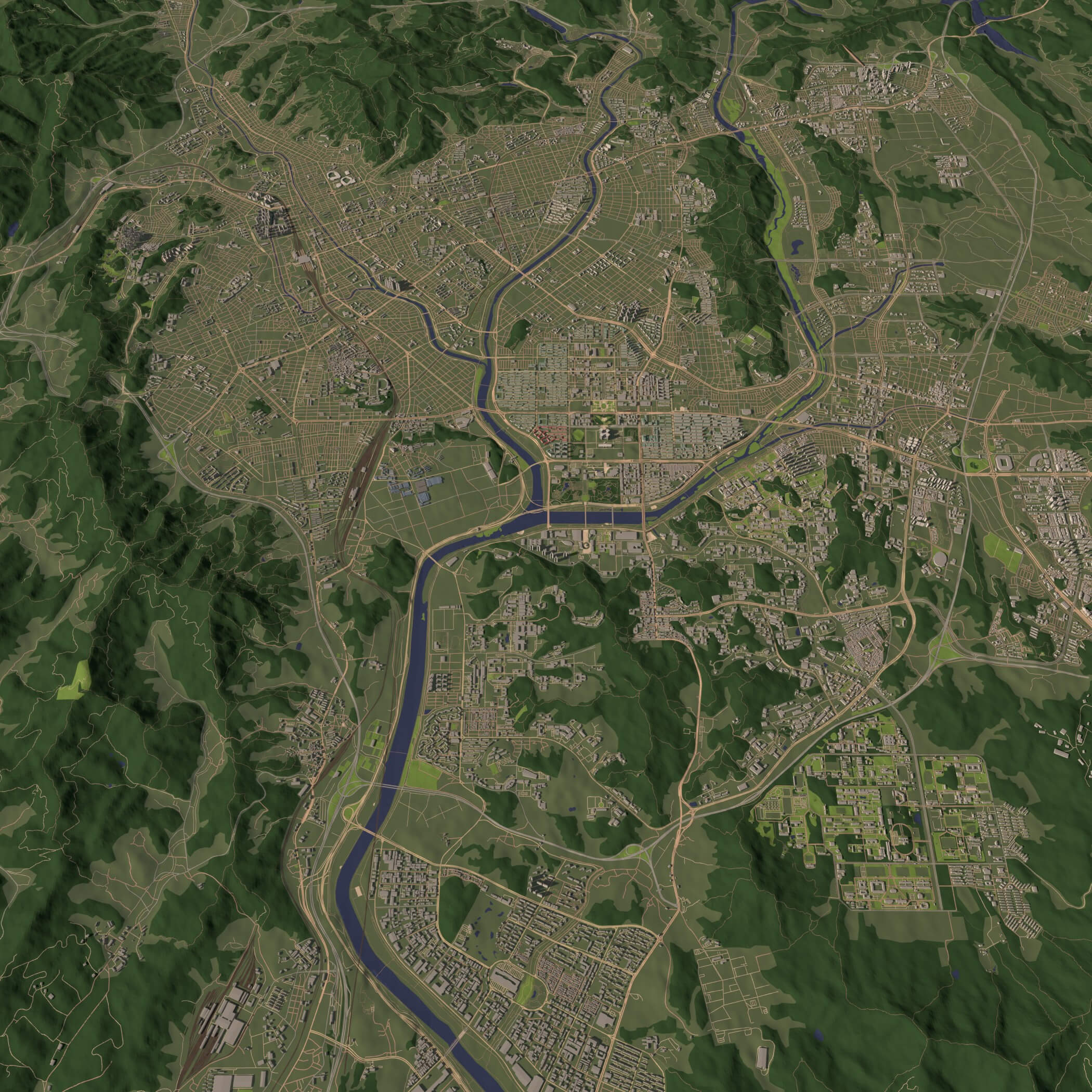 Daejeon South Korea - City and Urban in 20 Km x 20 Km 3D Model