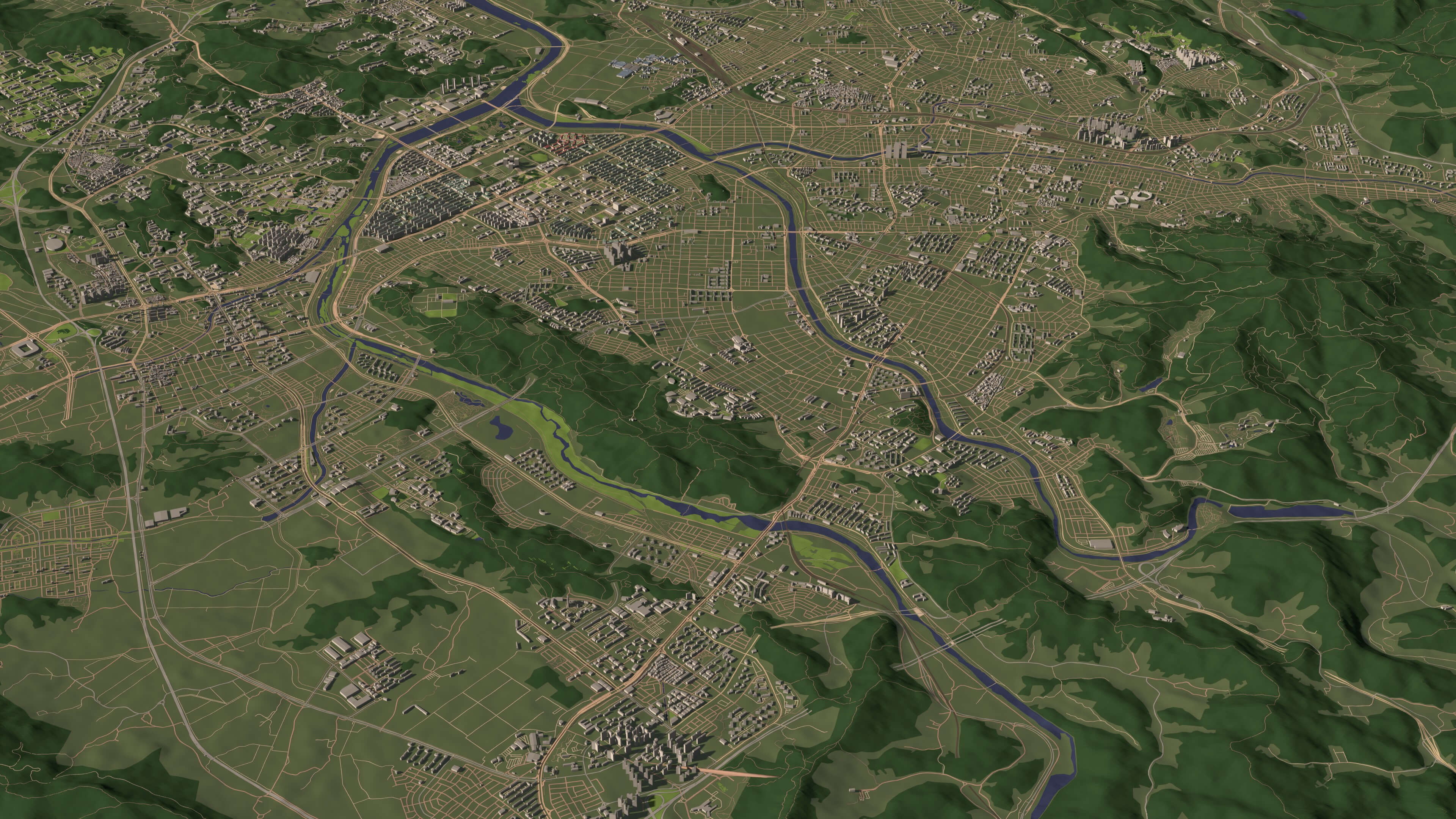 Daejeon South Korea - City and Urban in 20 Km x 20 Km 3D Model