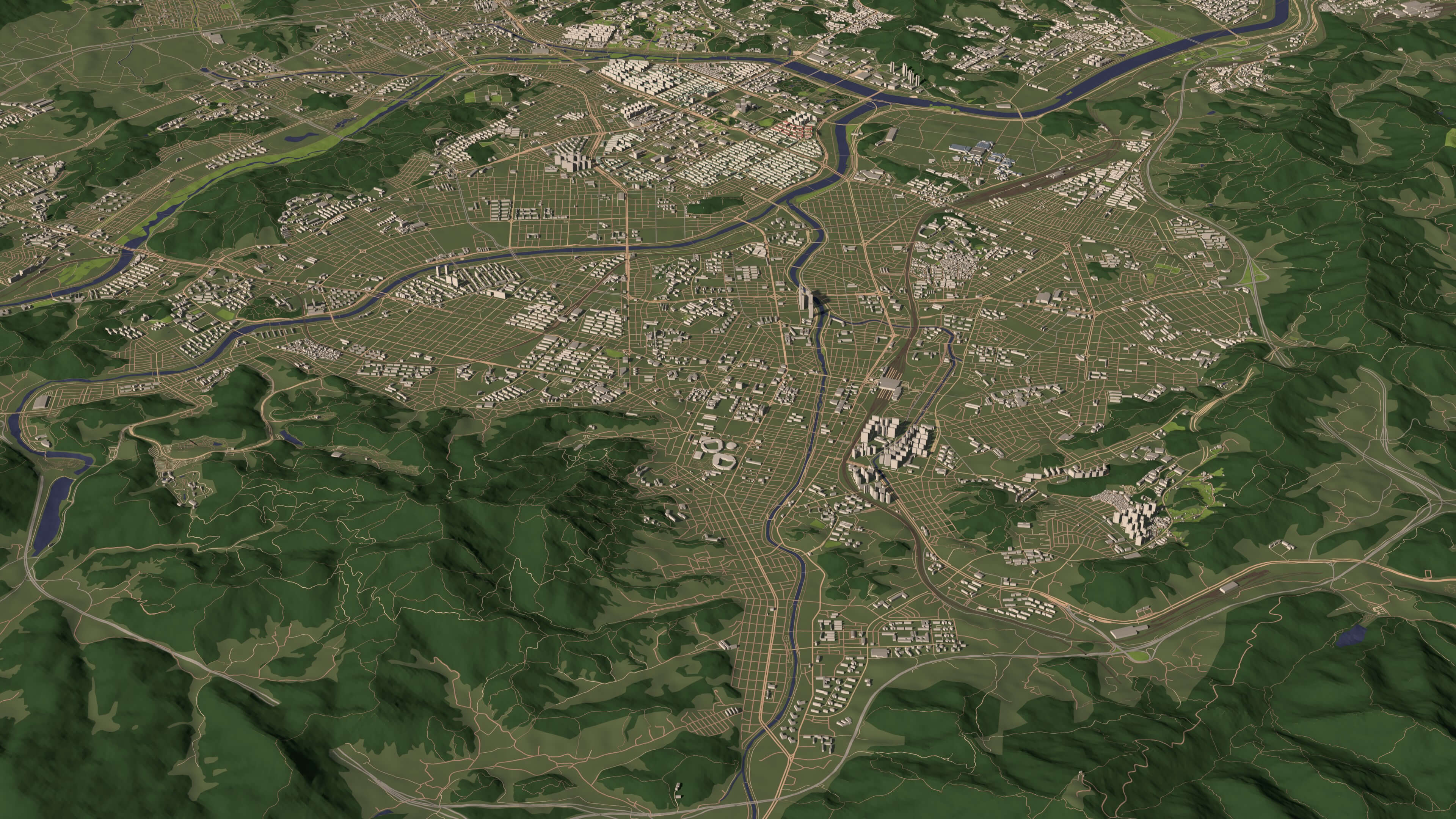 Daejeon South Korea - City and Urban in 20 Km x 20 Km 3D Model