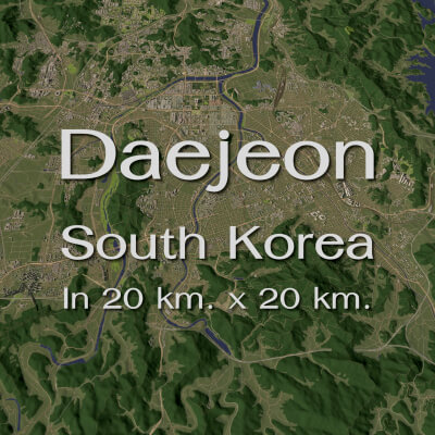 Daejeon South Korea - City and Urban in 20 Km x 20 Km
