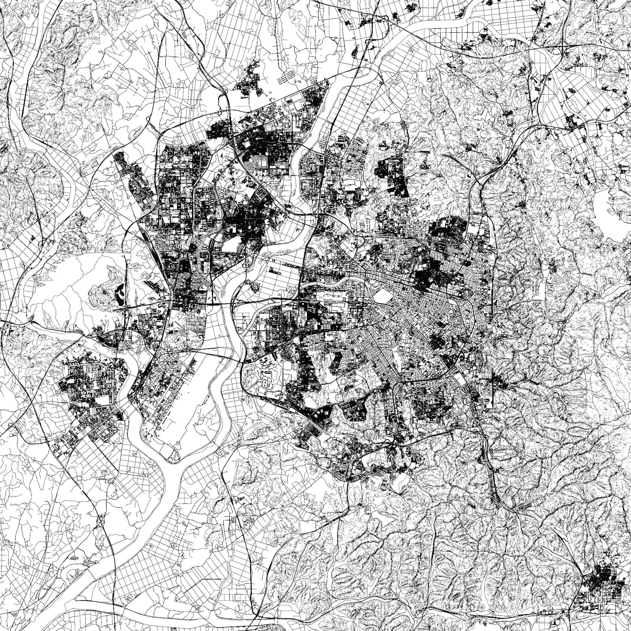 Gwangju South Korea - city and urban in 25 km x 25 km 3D Model