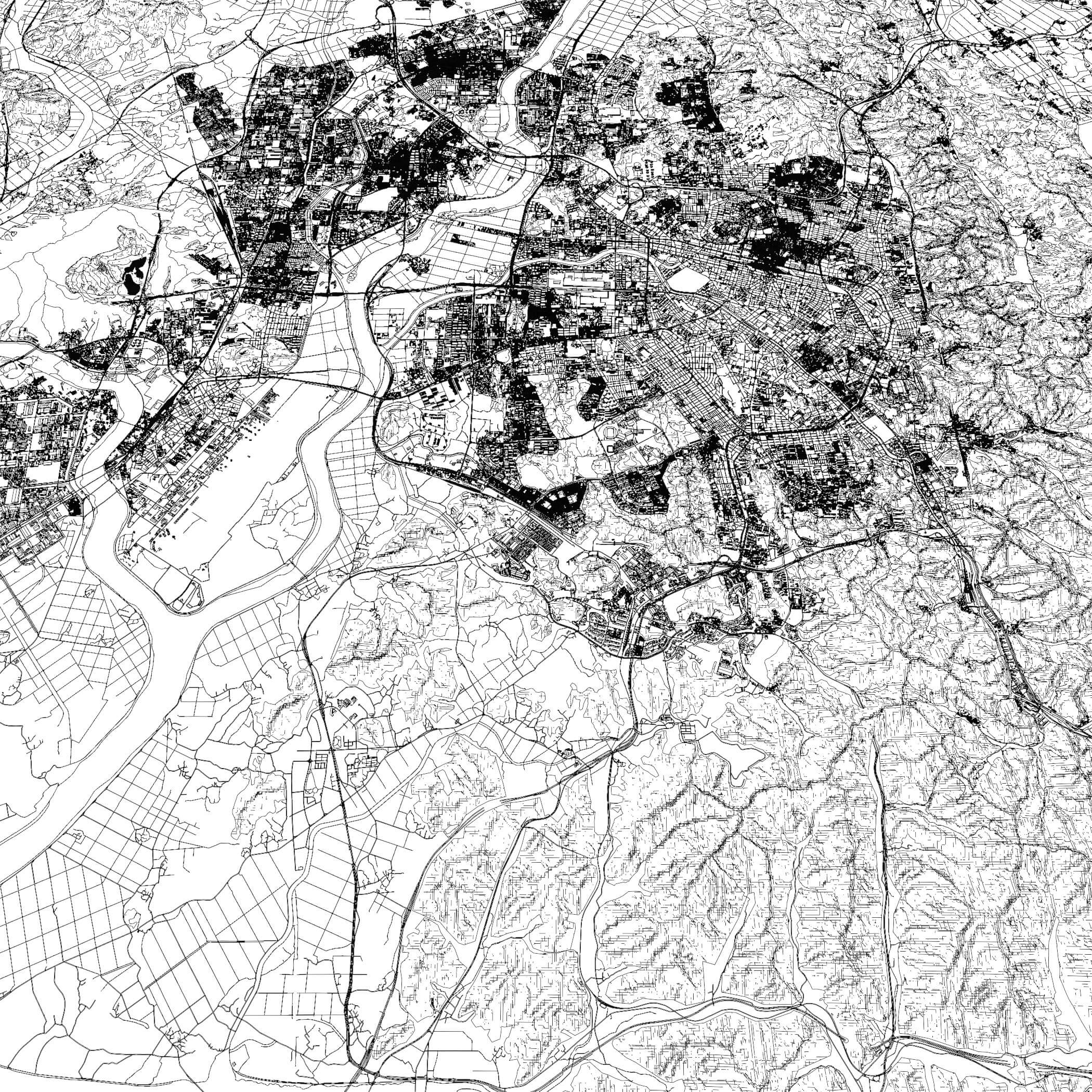 Gwangju South Korea - city and urban in 25 km x 25 km 3D Model