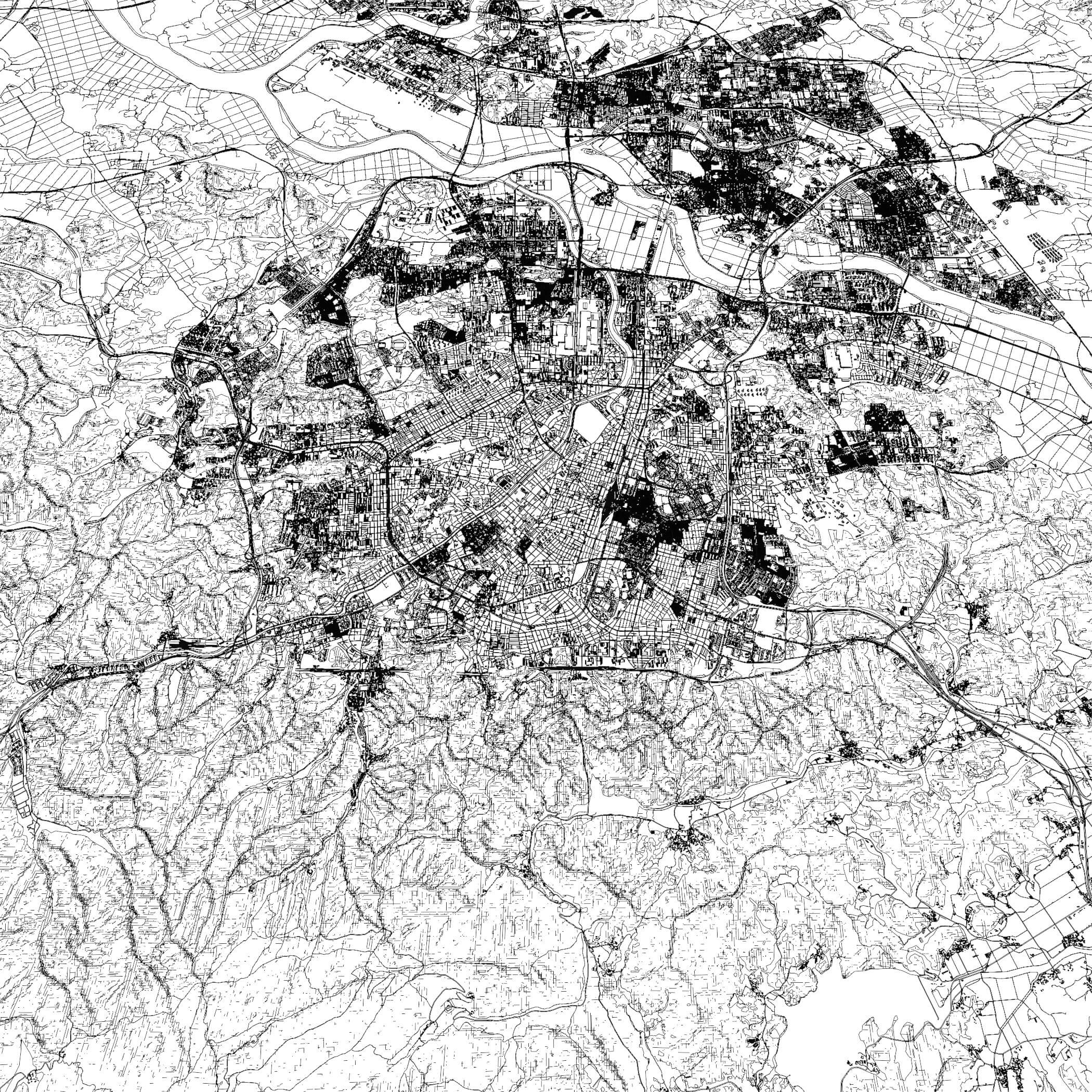 Gwangju South Korea - city and urban in 25 km x 25 km 3D Model