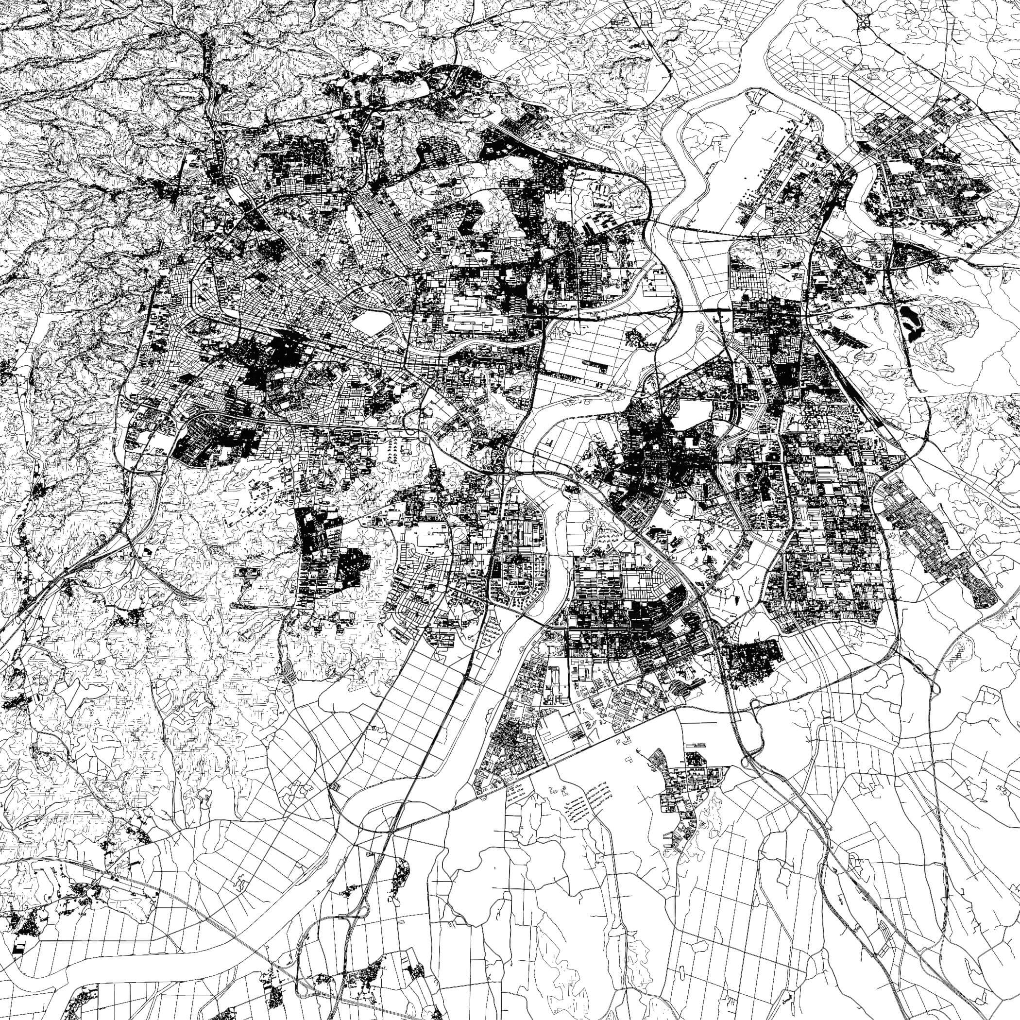 Gwangju South Korea - city and urban in 25 km x 25 km 3D Model