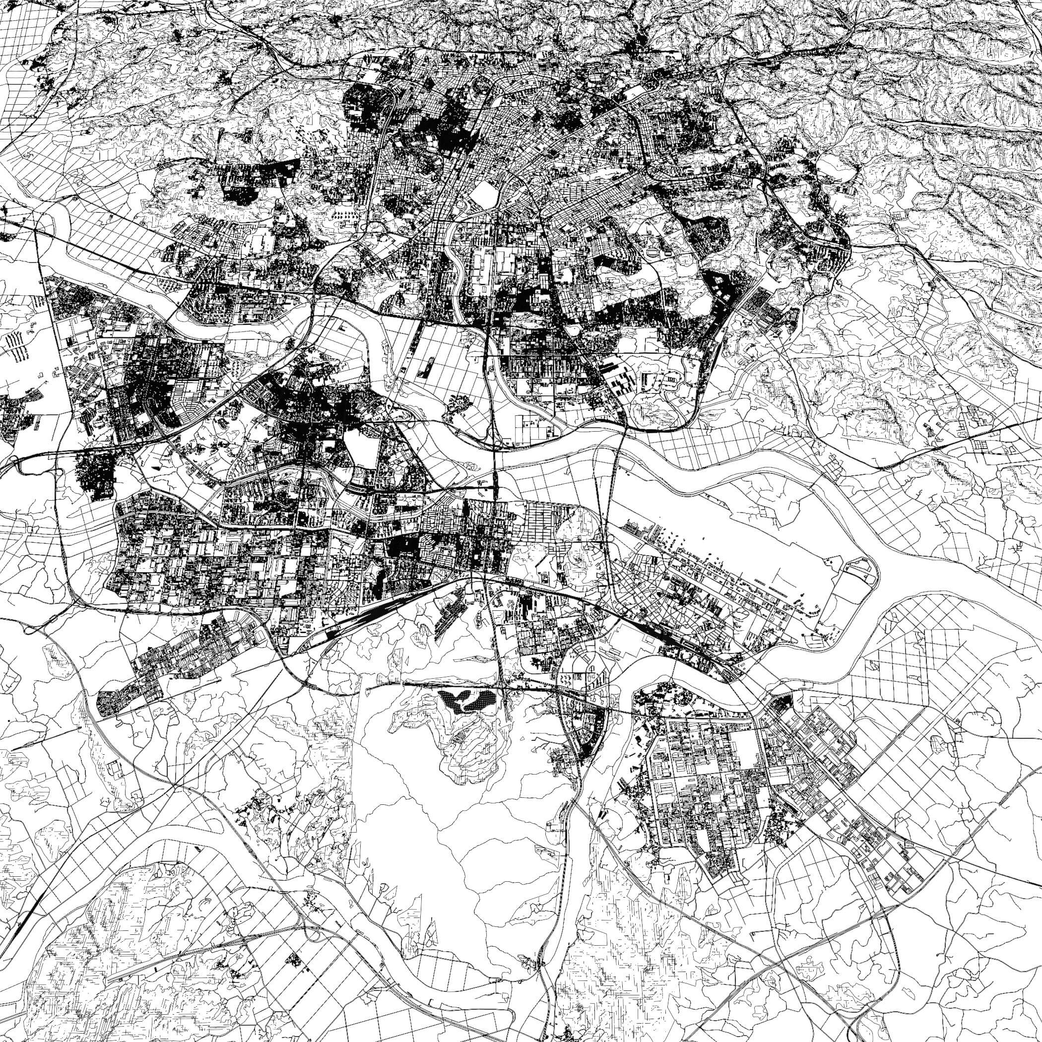 Gwangju South Korea - city and urban in 25 km x 25 km 3D Model