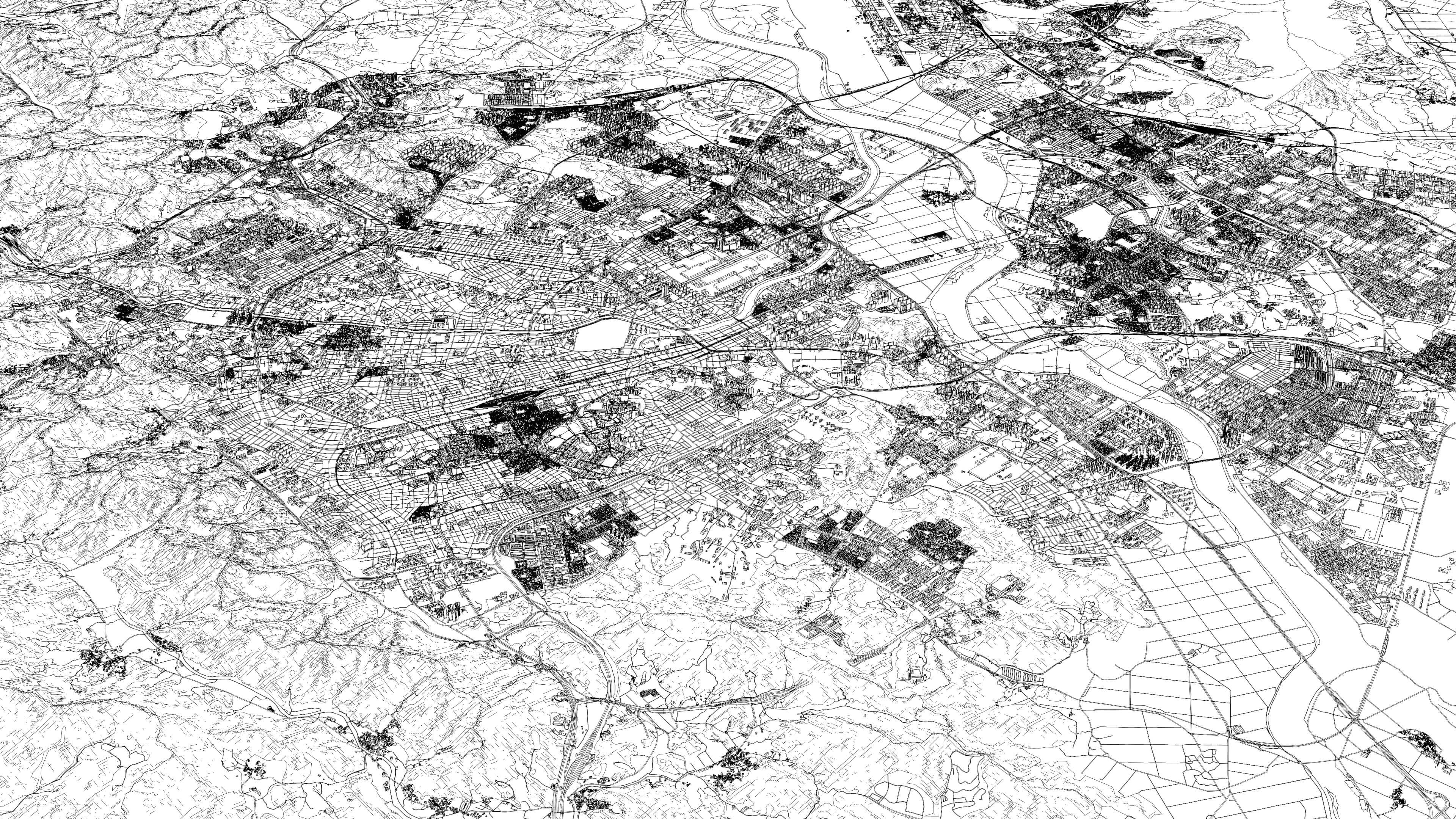 Gwangju South Korea - city and urban in 25 km x 25 km 3D Model