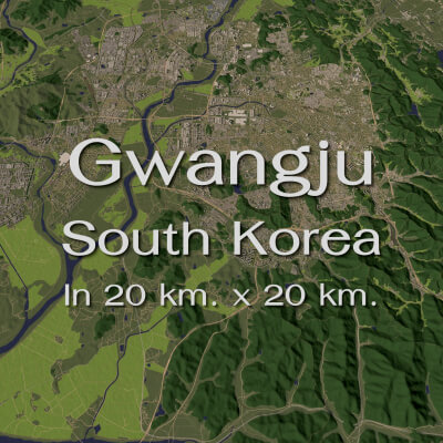 Gwangju South Korea - city and urban in 25 km x 25 km