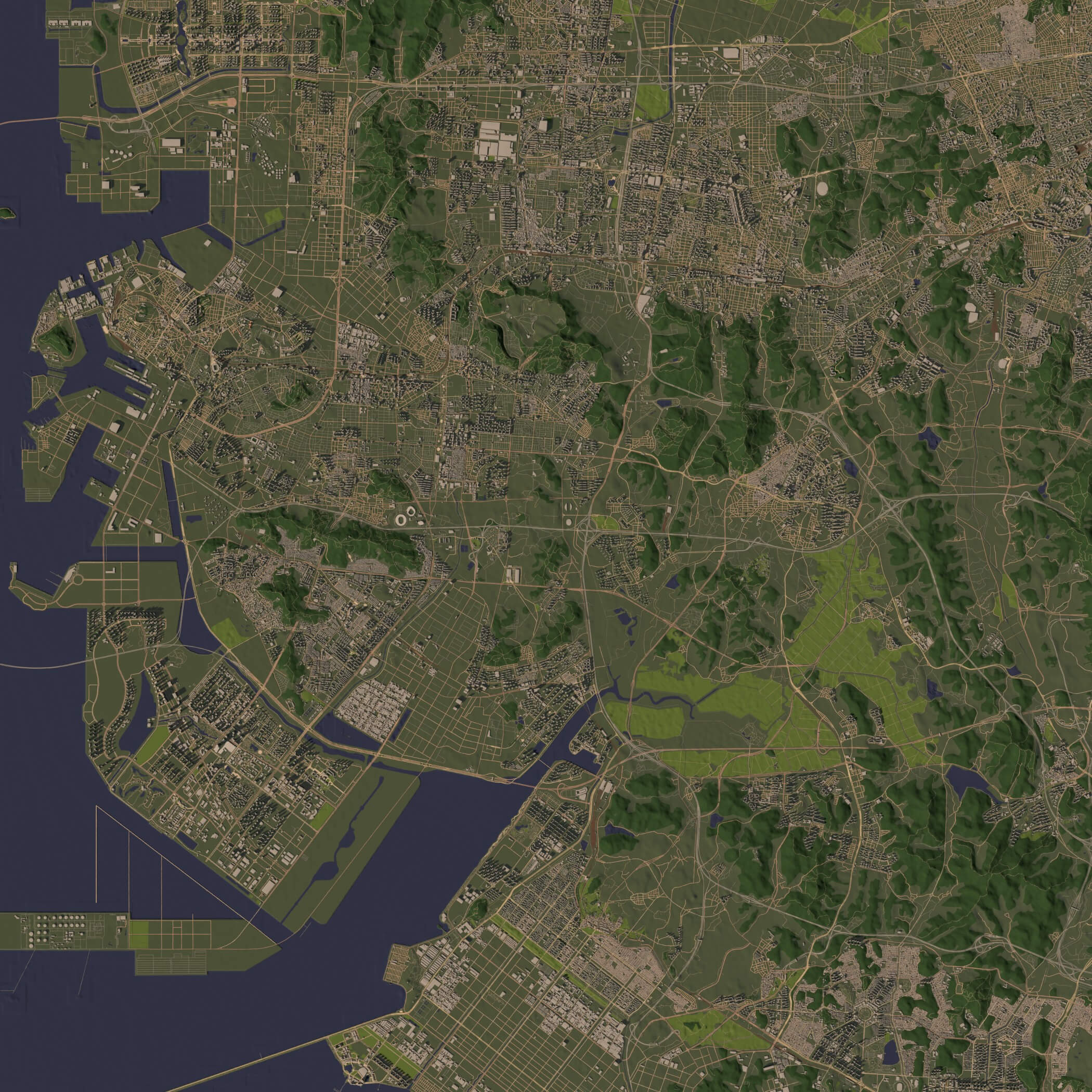 Incheon South Korea - city and urban in 25 km x 25 km 3D Model