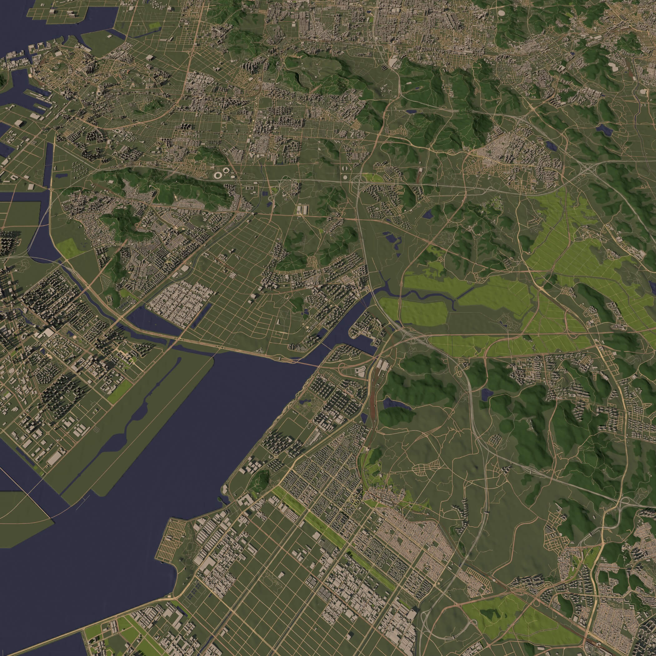 Incheon South Korea - city and urban in 25 km x 25 km 3D Model