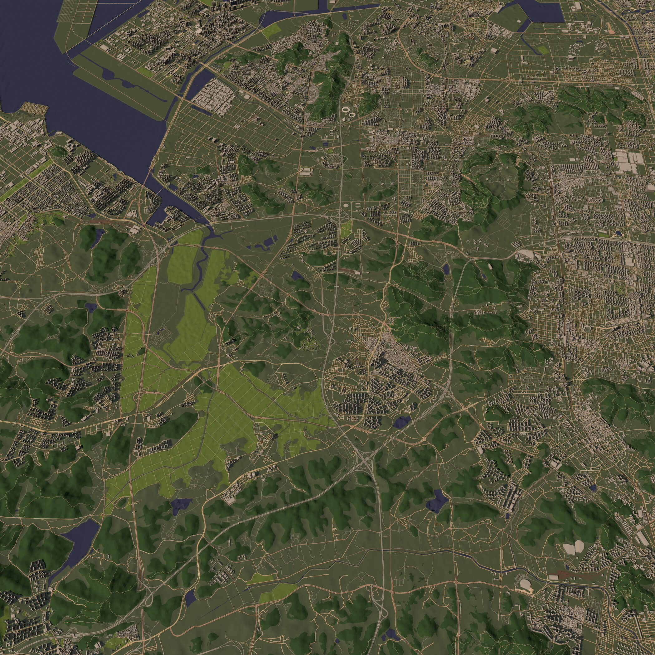 Incheon South Korea - city and urban in 25 km x 25 km 3D Model