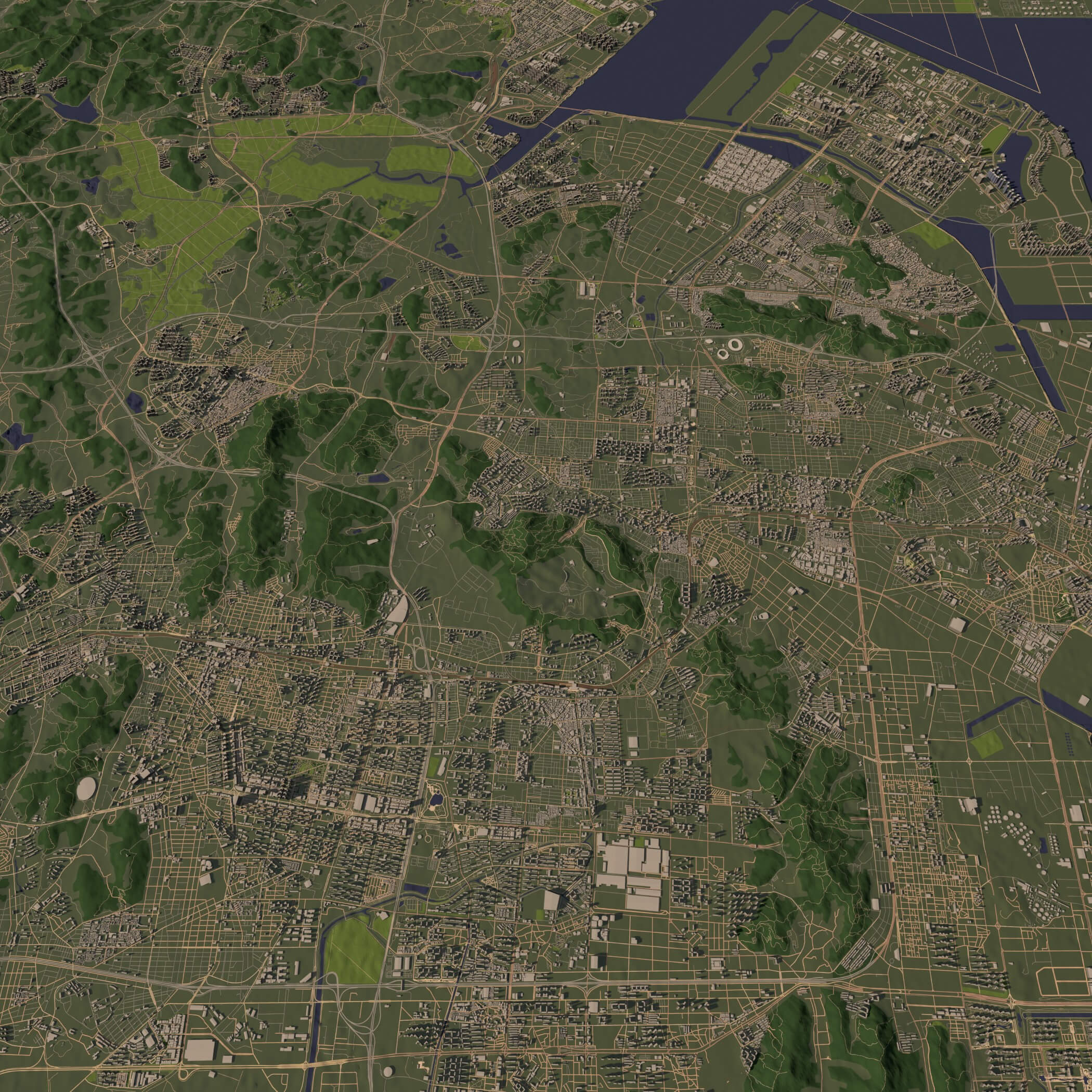 Incheon South Korea - city and urban in 25 km x 25 km 3D Model
