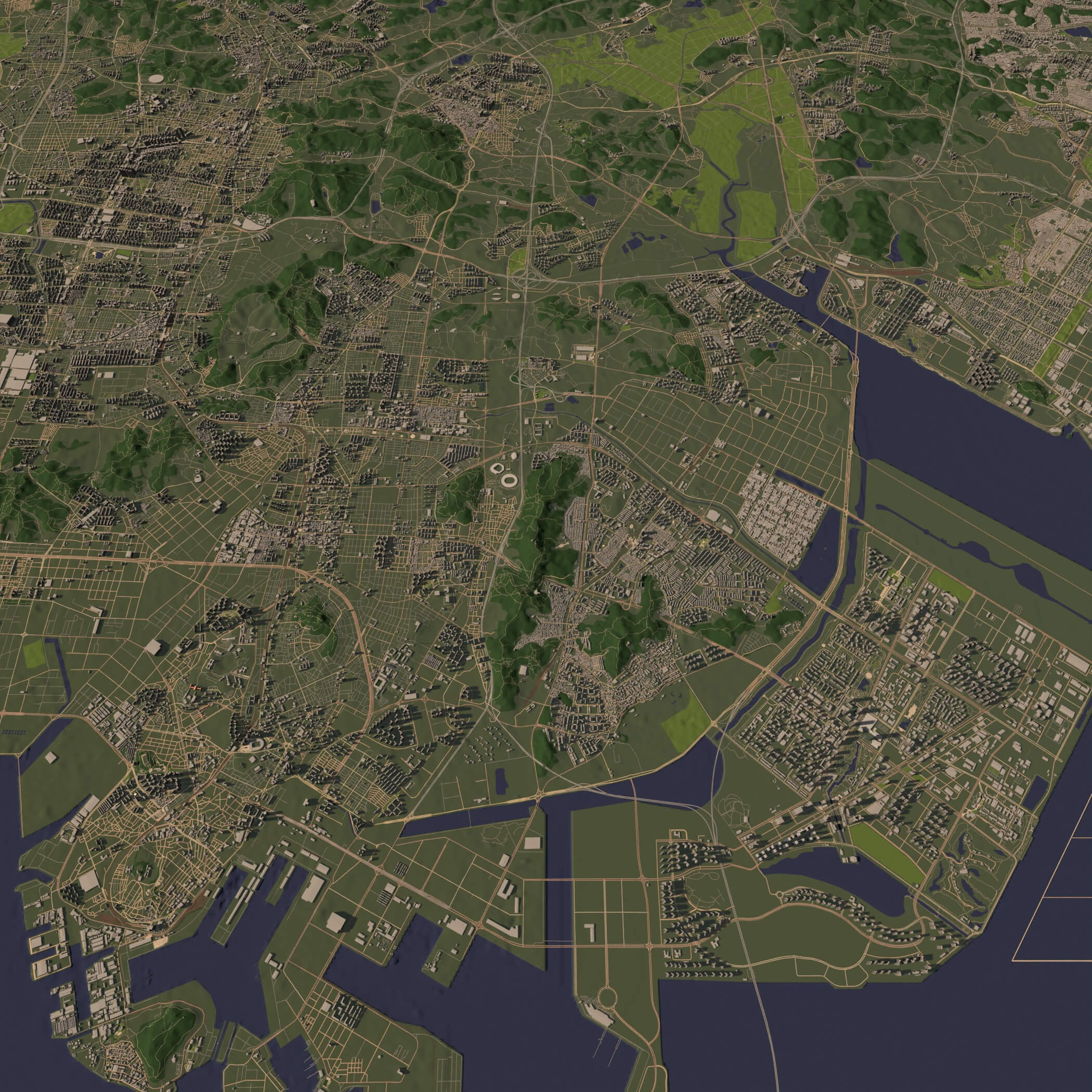 Incheon South Korea - city and urban in 25 km x 25 km 3D Model