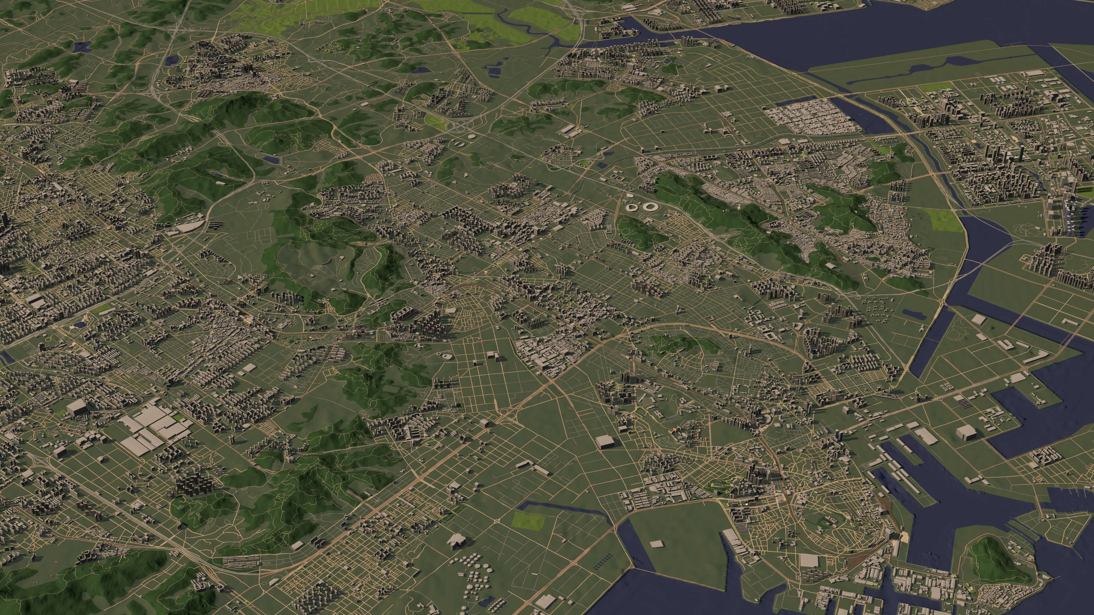 Incheon South Korea - city and urban in 25 km x 25 km 3D Model