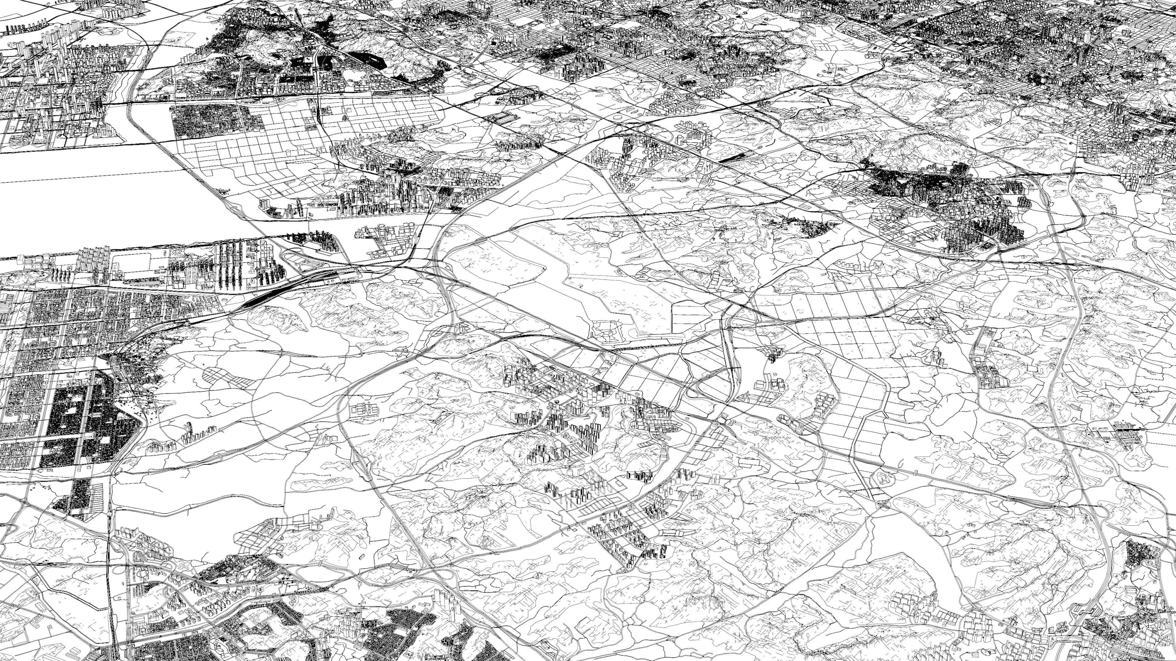 Incheon South Korea - city and urban in 25 km x 25 km 3D Model