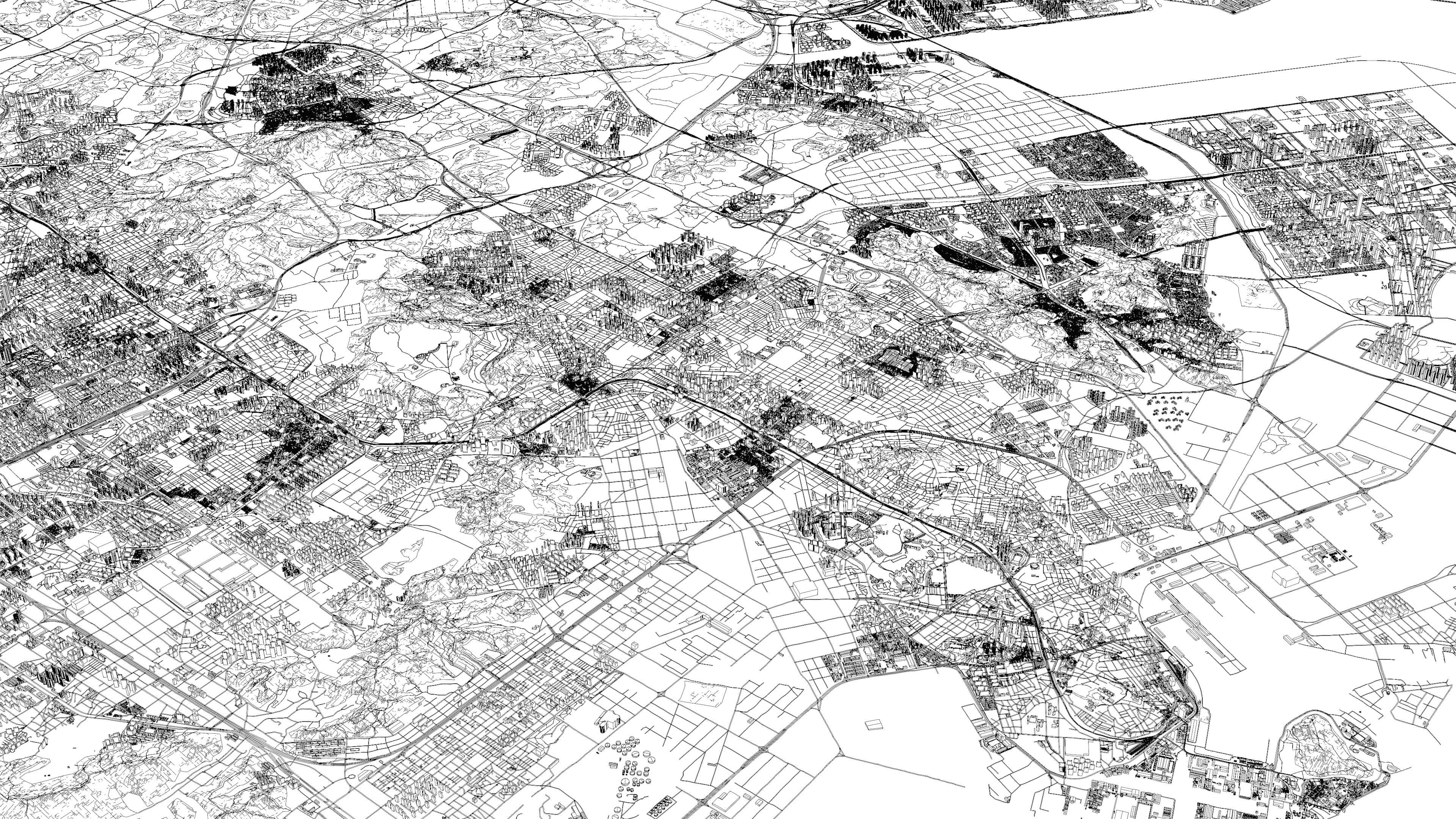 Incheon South Korea - city and urban in 25 km x 25 km 3D Model