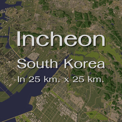 Incheon South Korea - city and urban in 25 km x 25 km