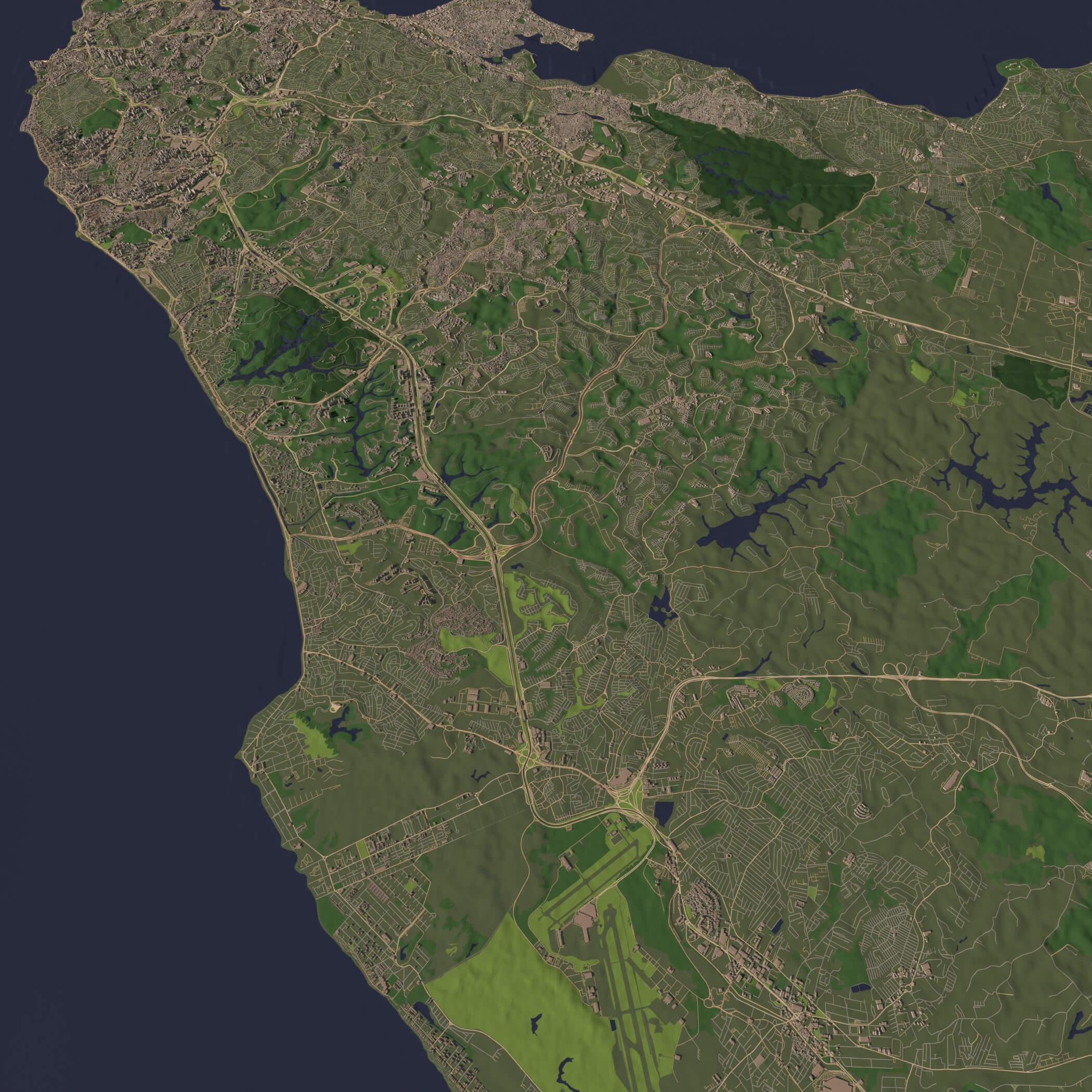 Salvador Brazil - city and urban in 25 km x 25 km 3D Model