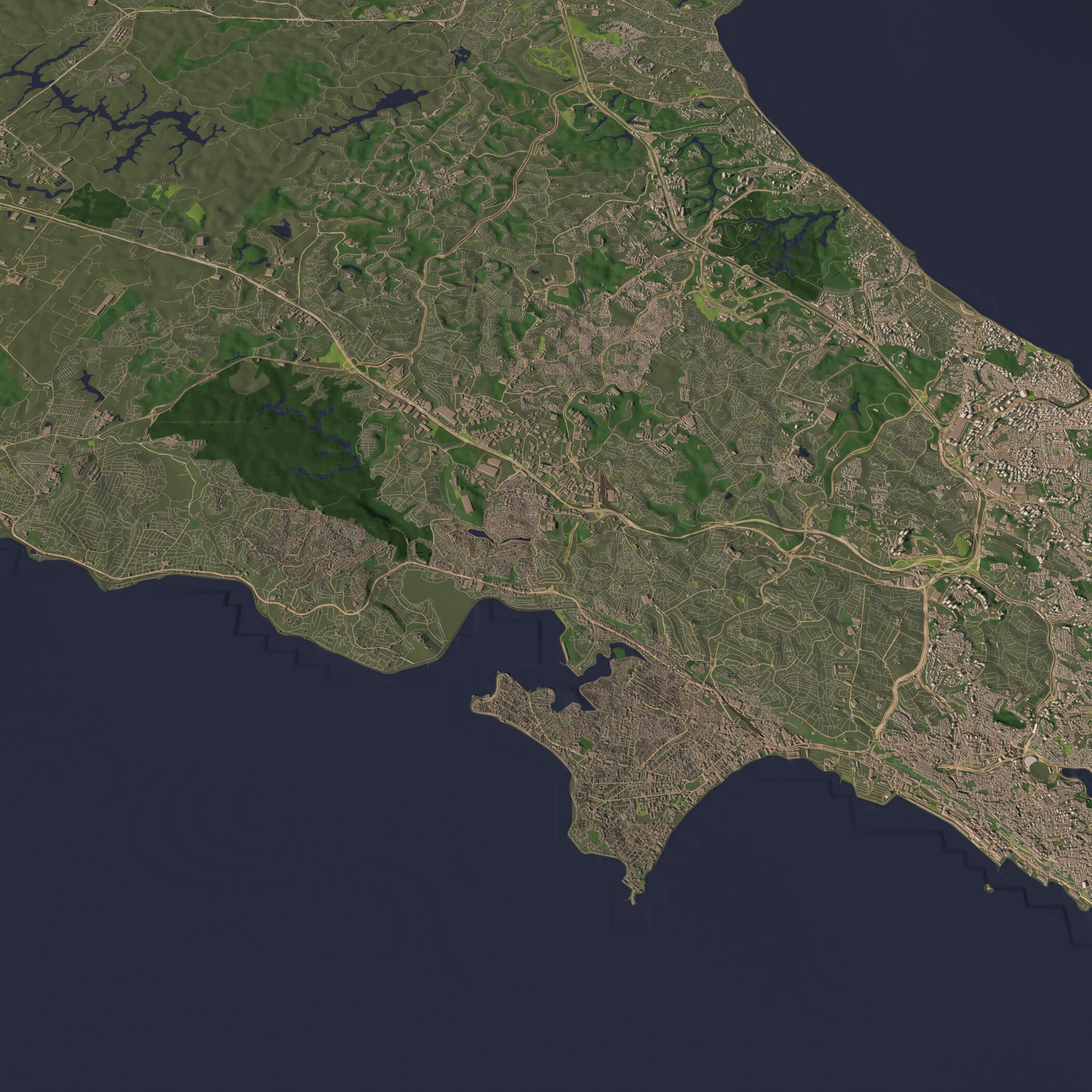 Salvador Brazil - city and urban in 25 km x 25 km 3D Model