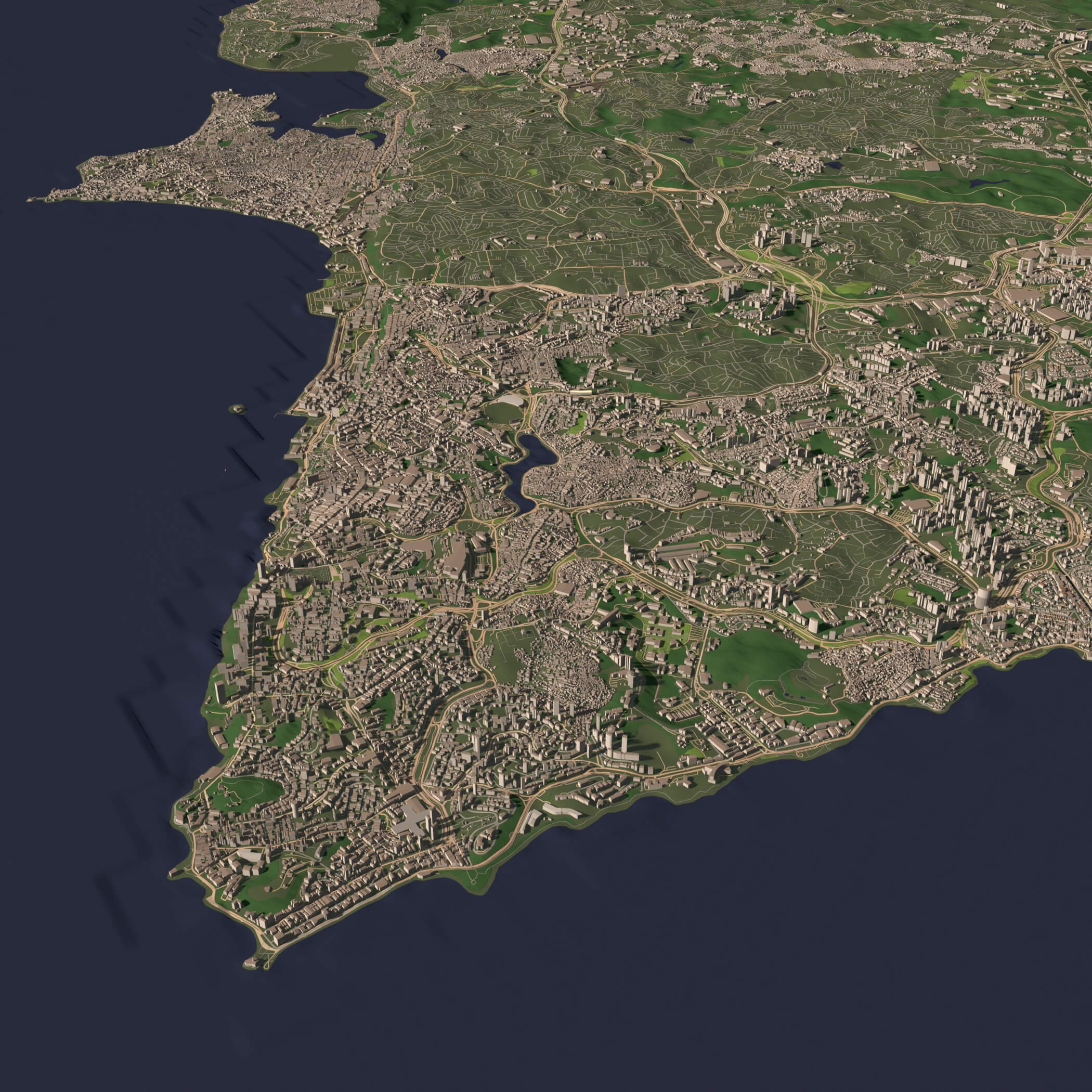 Salvador Brazil - city and urban in 25 km x 25 km 3D Model