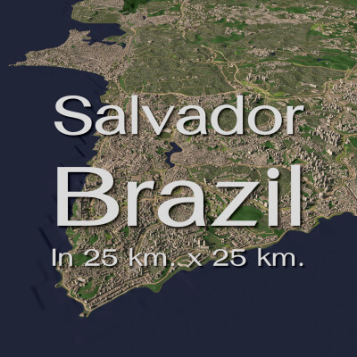 Salvador Brazil - city and urban in 25 km x 25 km