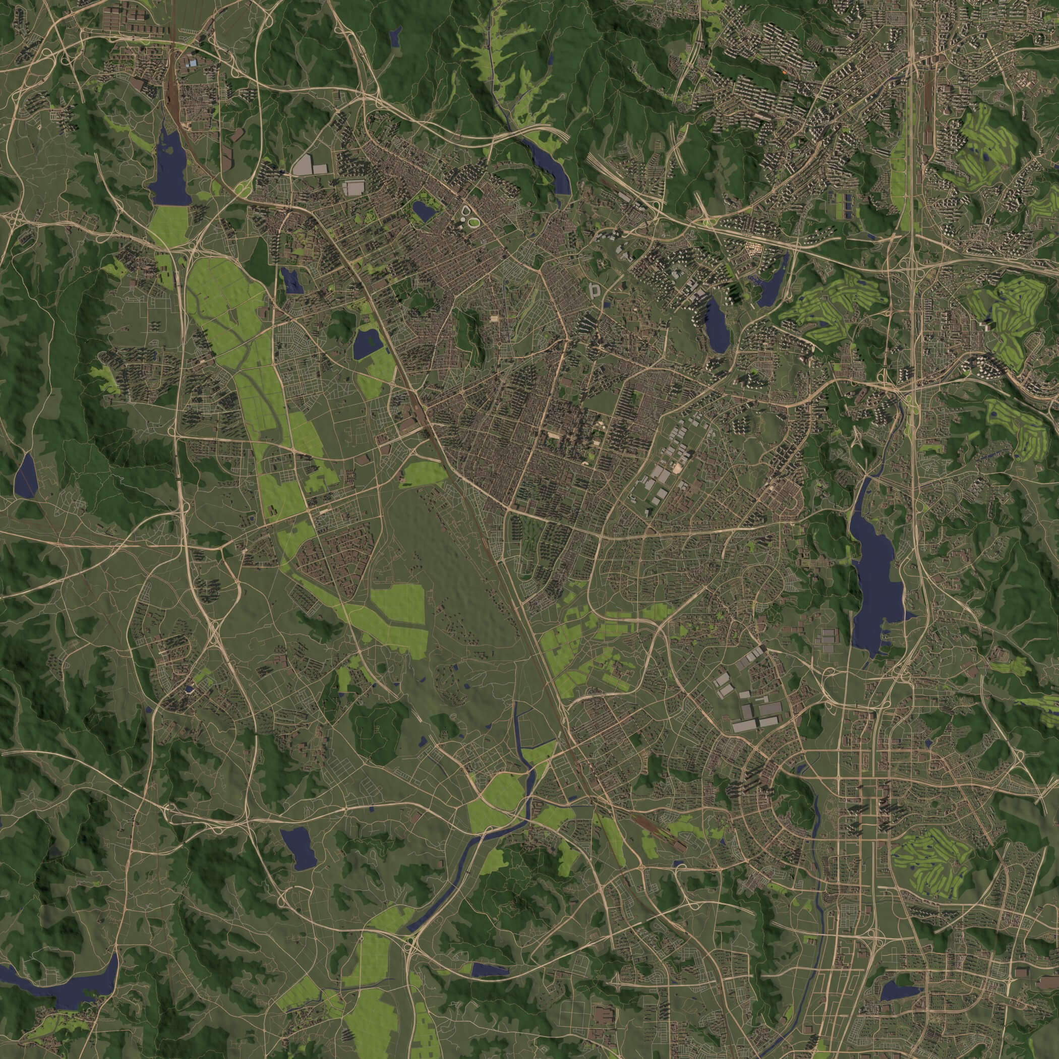 Suwon South Korea - city and urban in 20 km x 20 km 3D Model