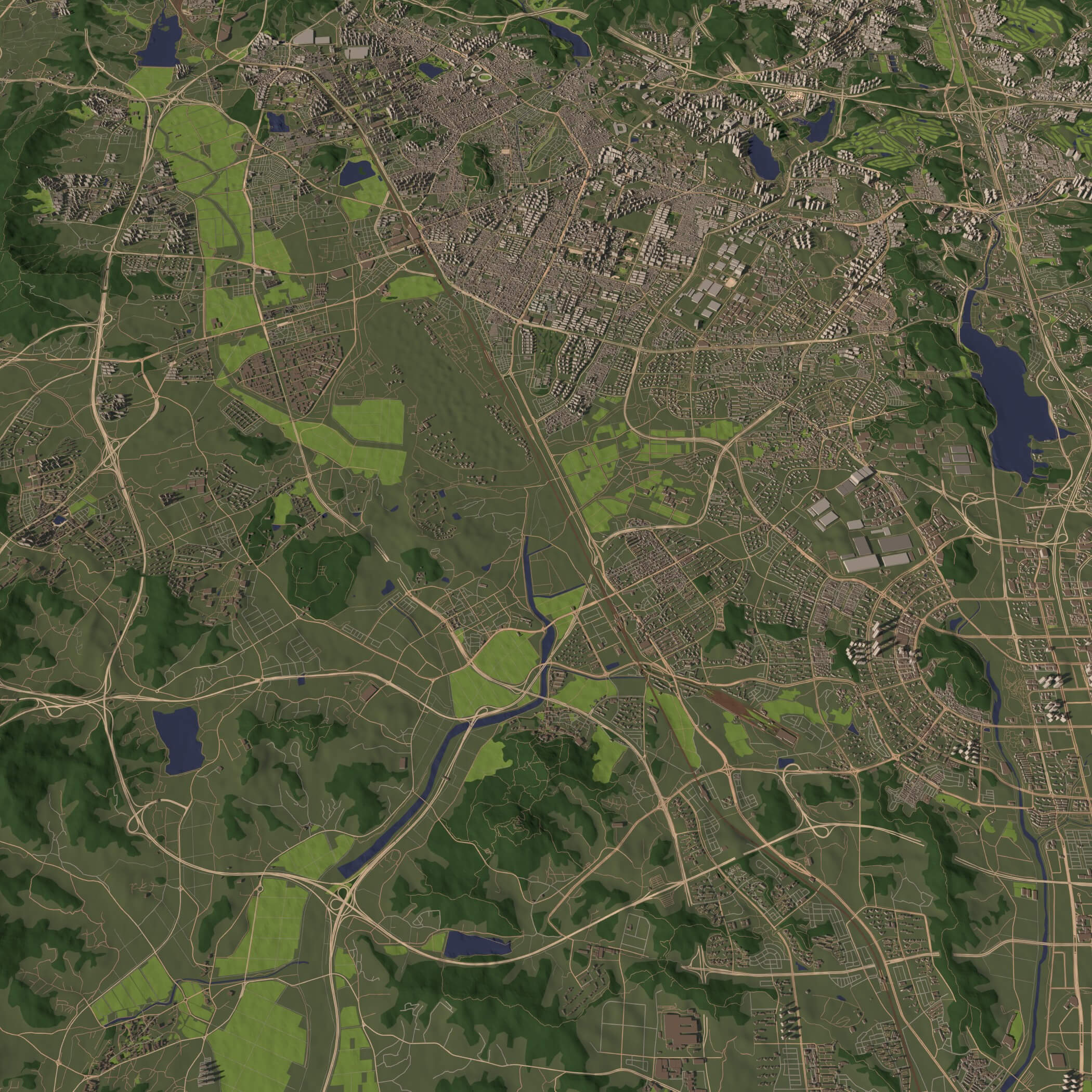 Suwon South Korea - city and urban in 20 km x 20 km 3D Model