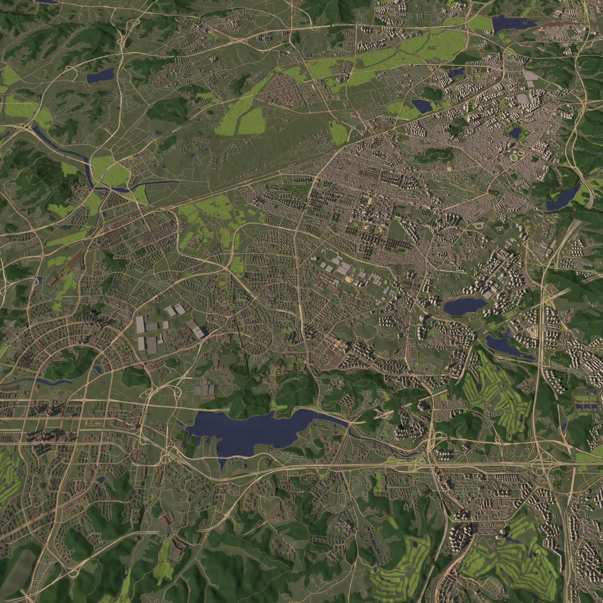 Suwon South Korea - city and urban in 20 km x 20 km 3D Model