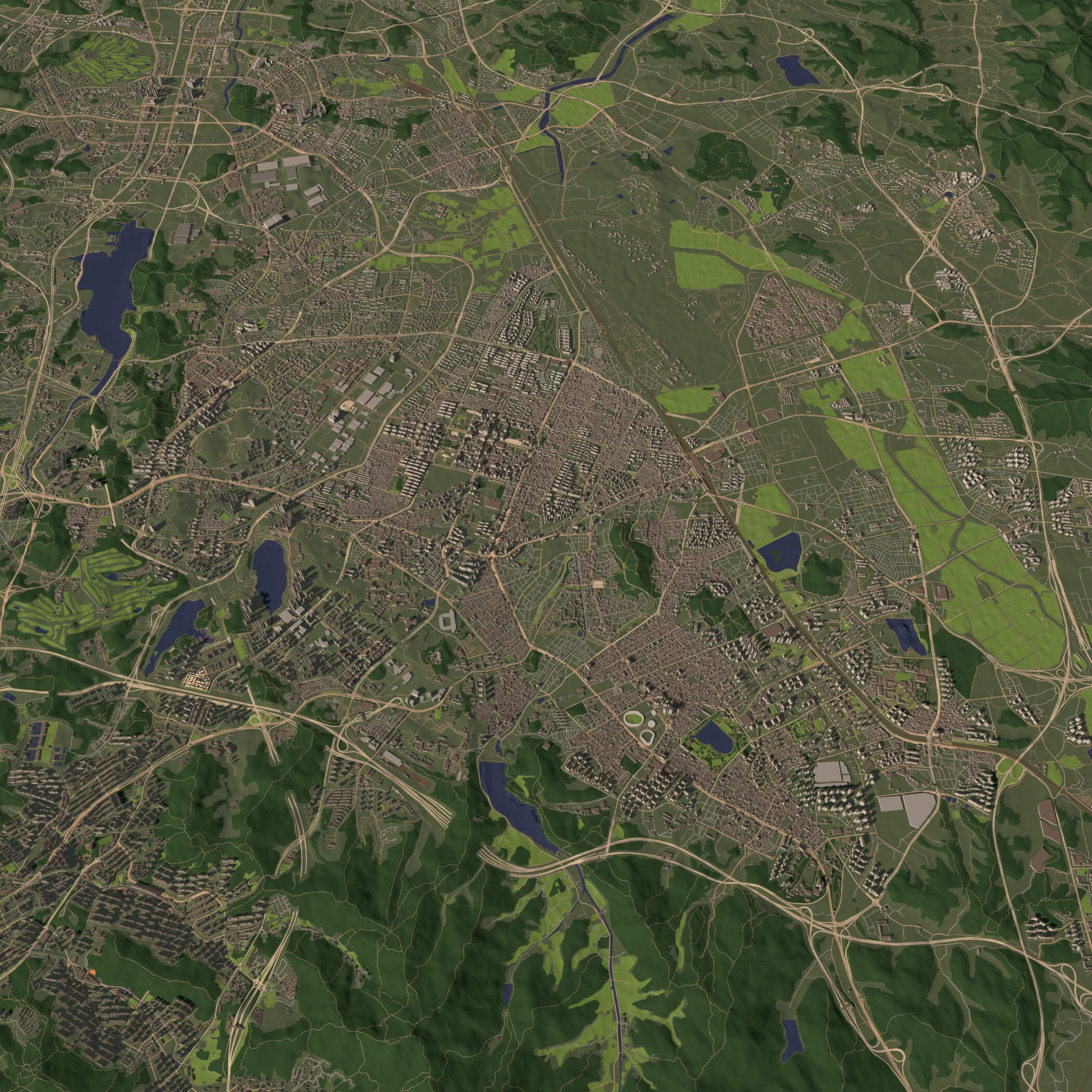 Suwon South Korea - city and urban in 20 km x 20 km 3D Model