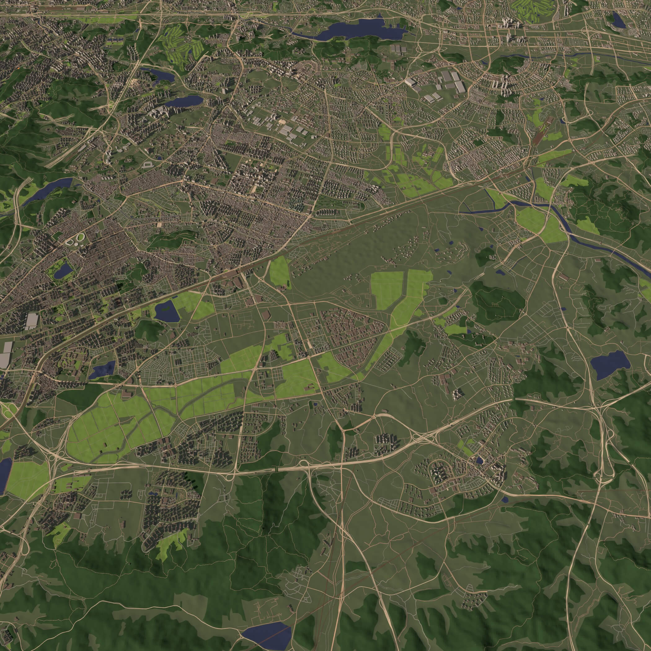 Suwon South Korea - city and urban in 20 km x 20 km 3D Model