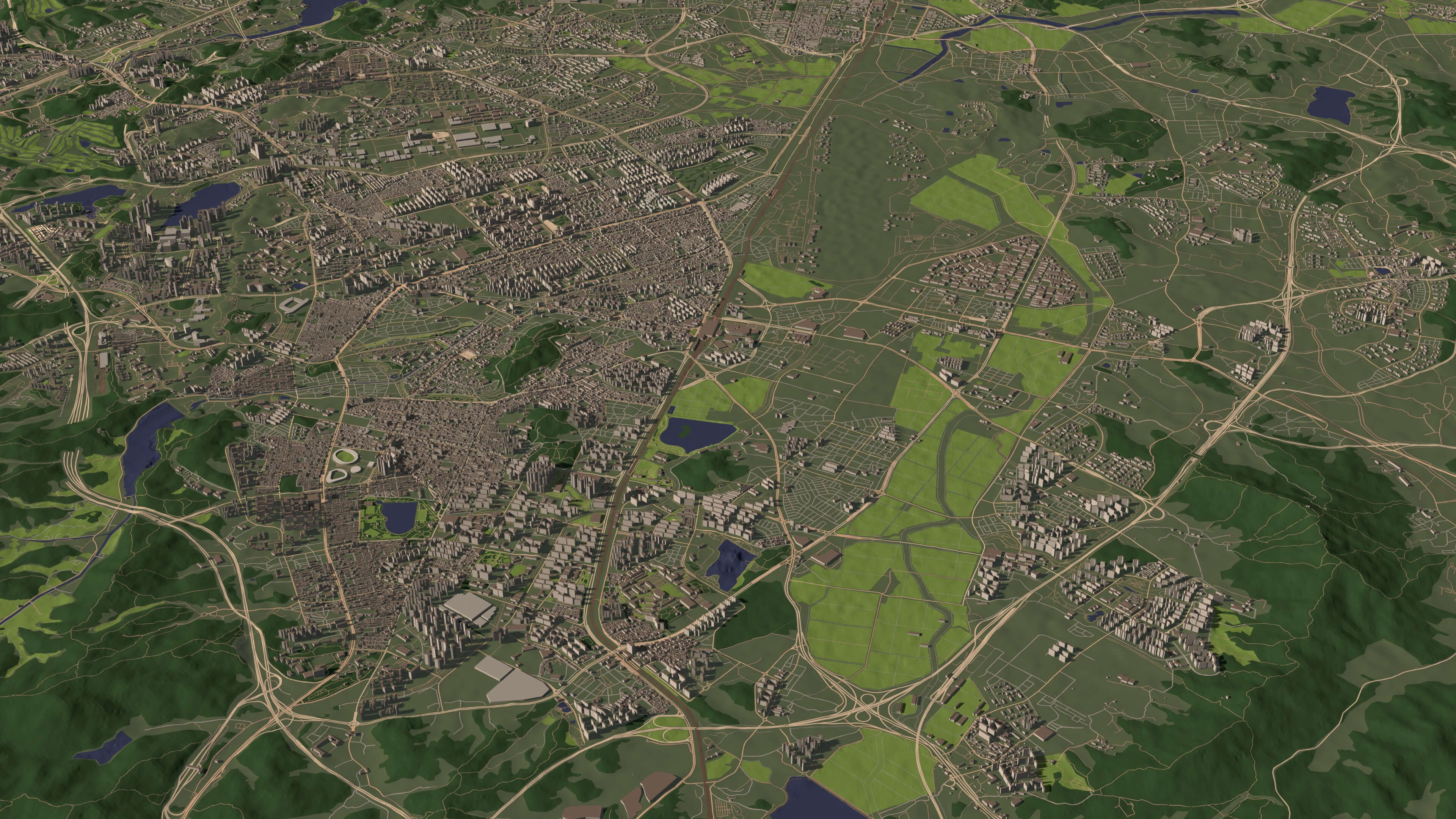 Suwon South Korea - city and urban in 20 km x 20 km 3D Model