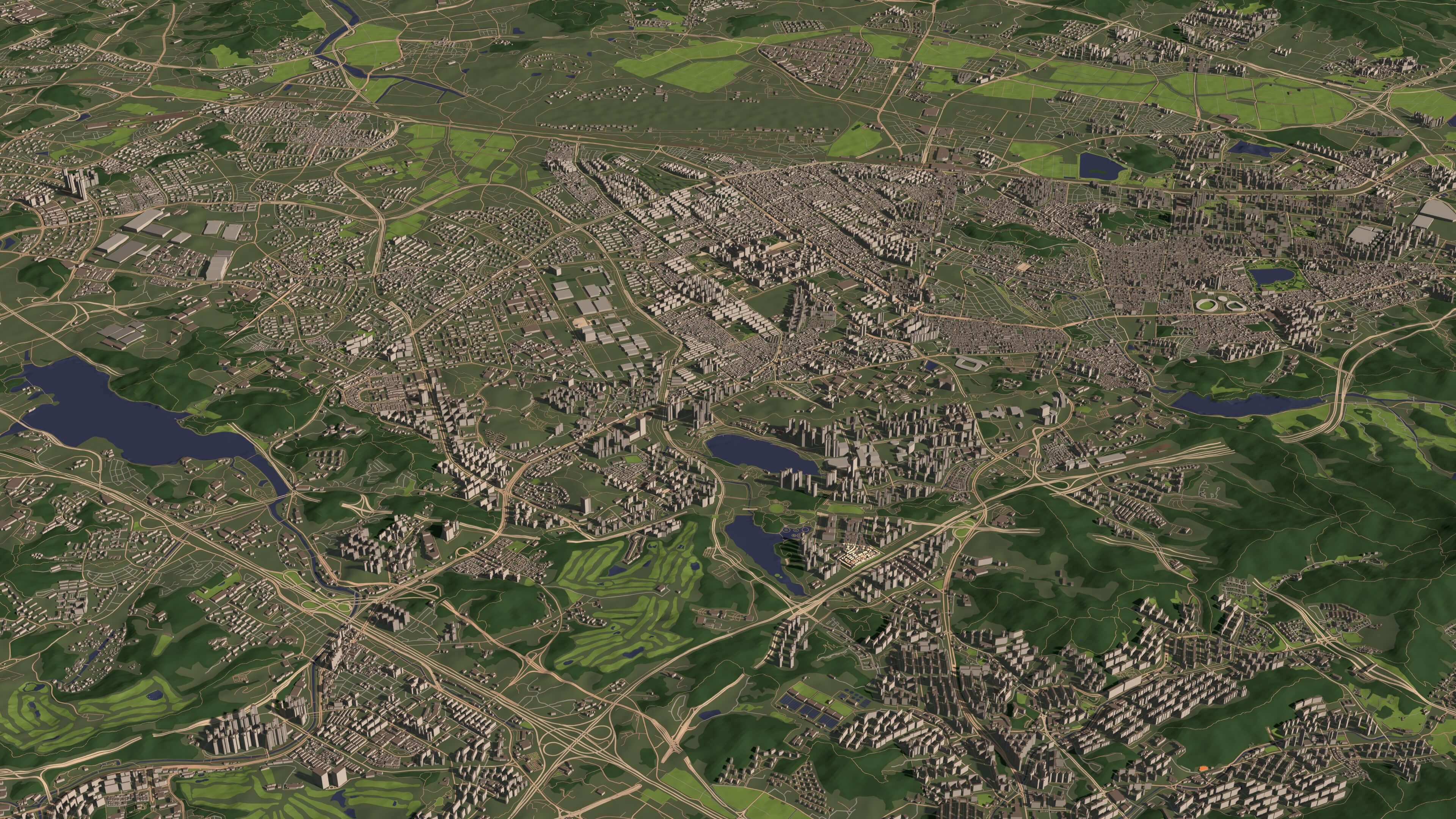 Suwon South Korea - city and urban in 20 km x 20 km 3D Model