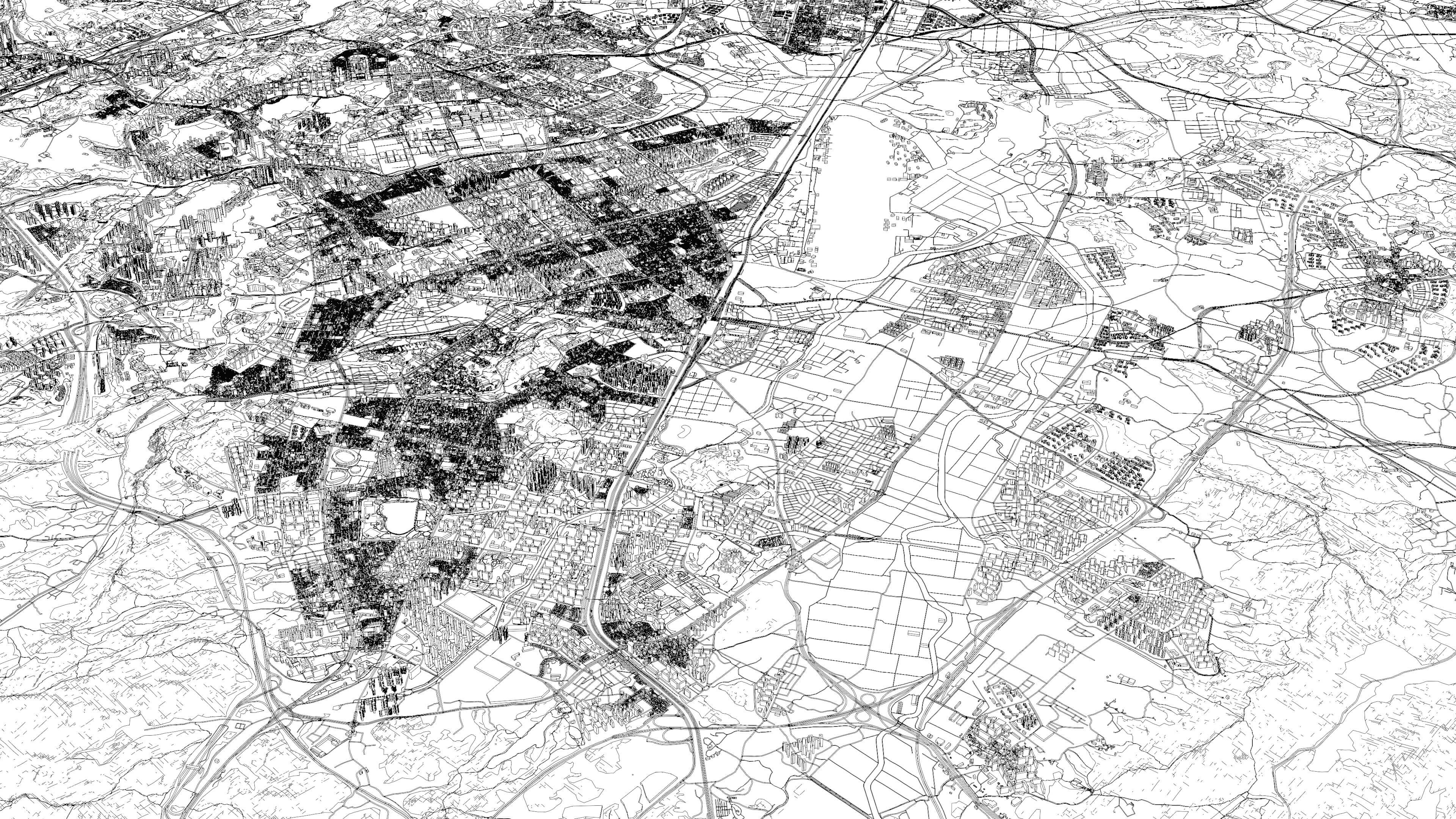 Suwon South Korea - city and urban in 20 km x 20 km 3D Model