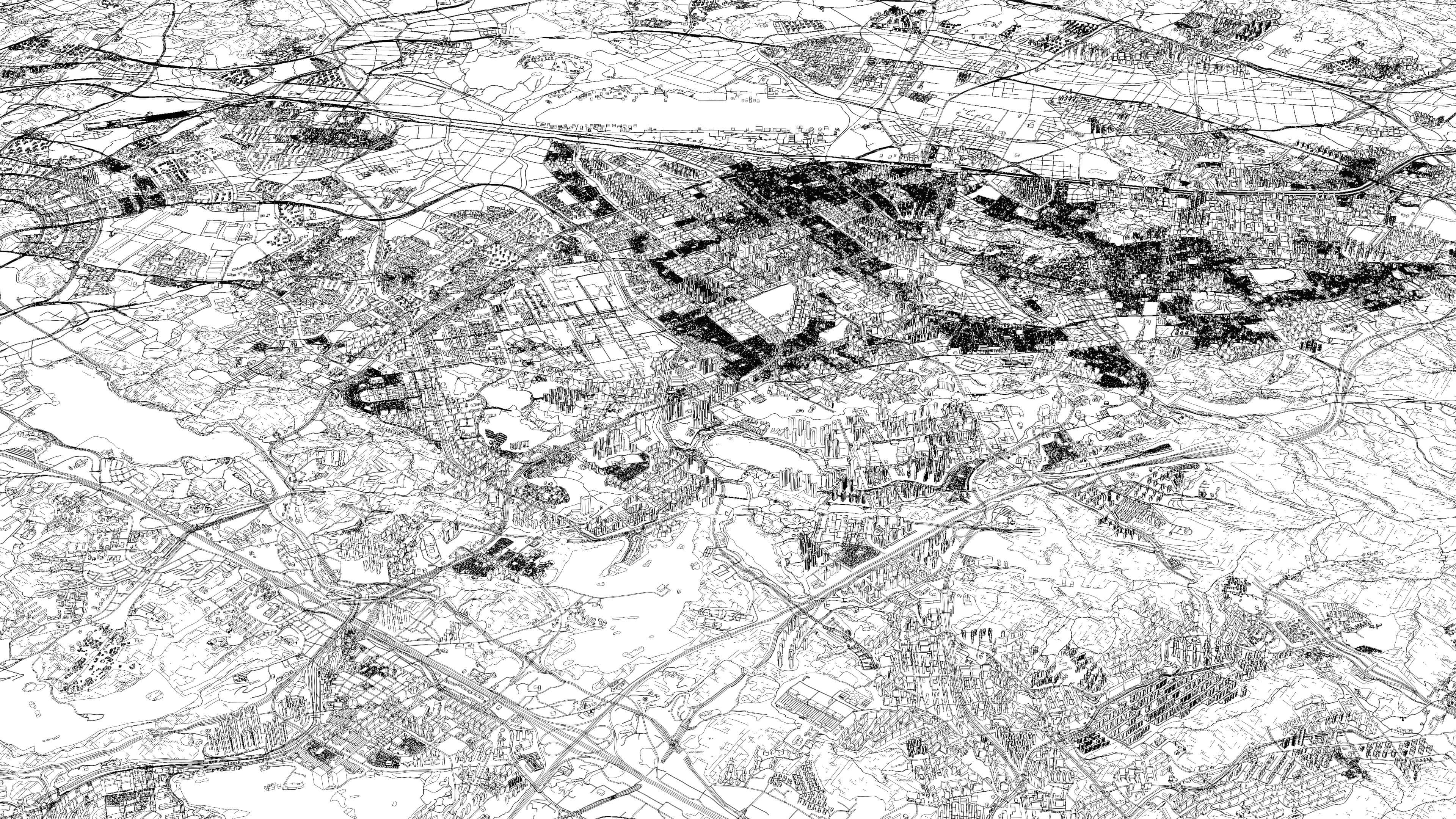 Suwon South Korea - city and urban in 20 km x 20 km 3D Model