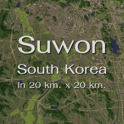 Suwon South Korea - city and urban in 20 km x 20 km